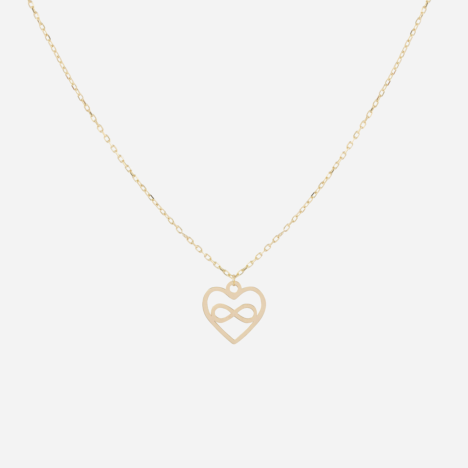 Halsband 18 k guld, hjärta & infinity - 45 cm