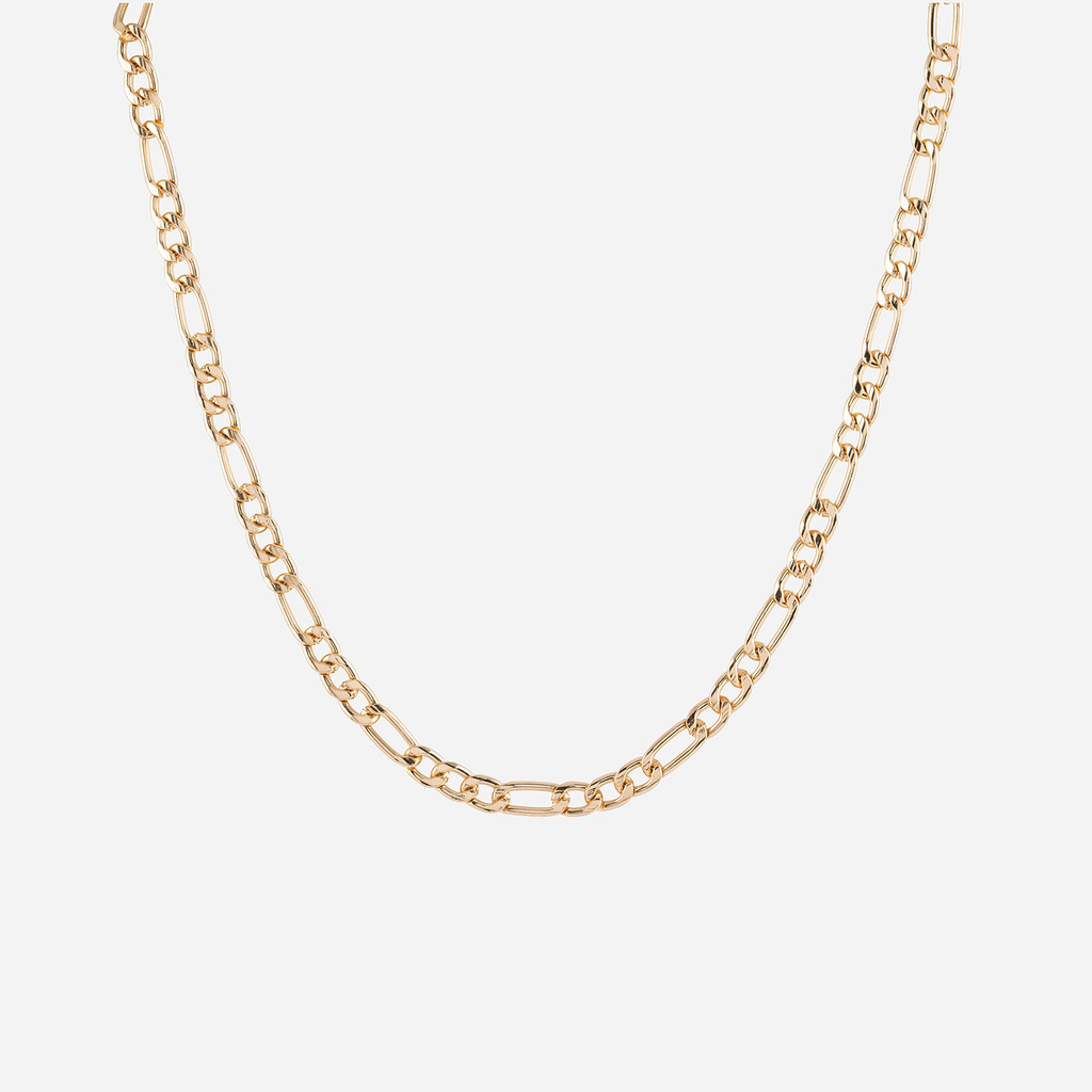 Guldfärgat halsband figarolänk - 40-48 cm