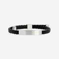 Armband herr - stålbricka & svart läder
