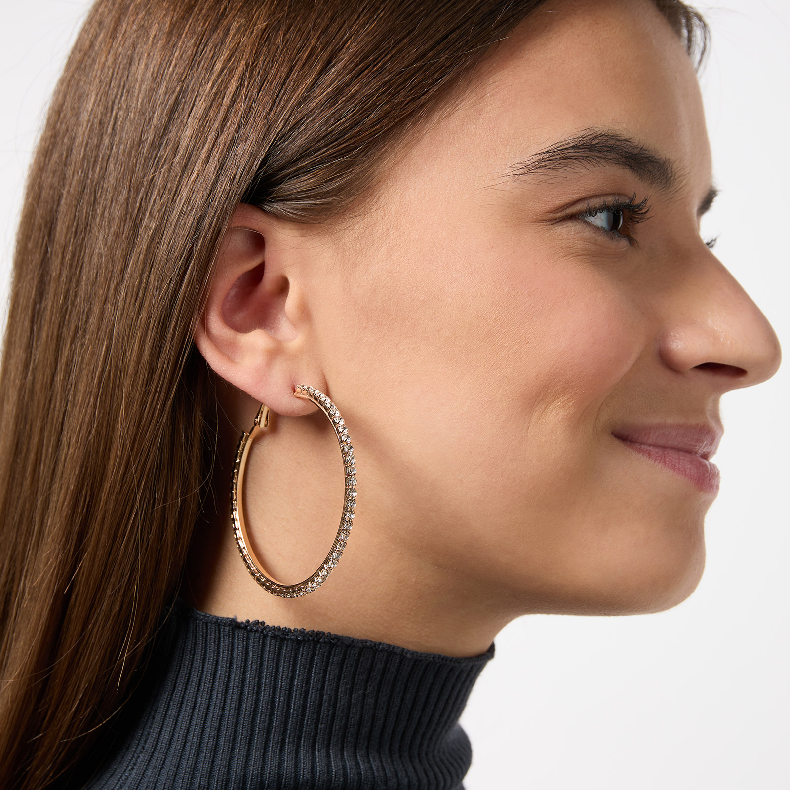 Guldfärgade glittriga hoops 50 mm