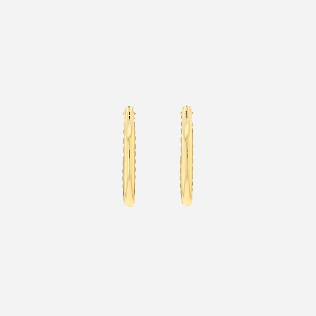Örhängen 9k guld - mönstrade hoops 13 mm