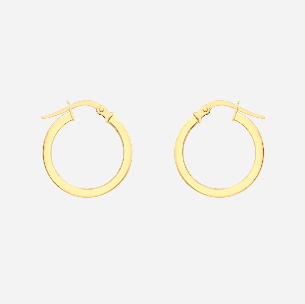 Örhängen 9k guld - platta hoops 18 mm