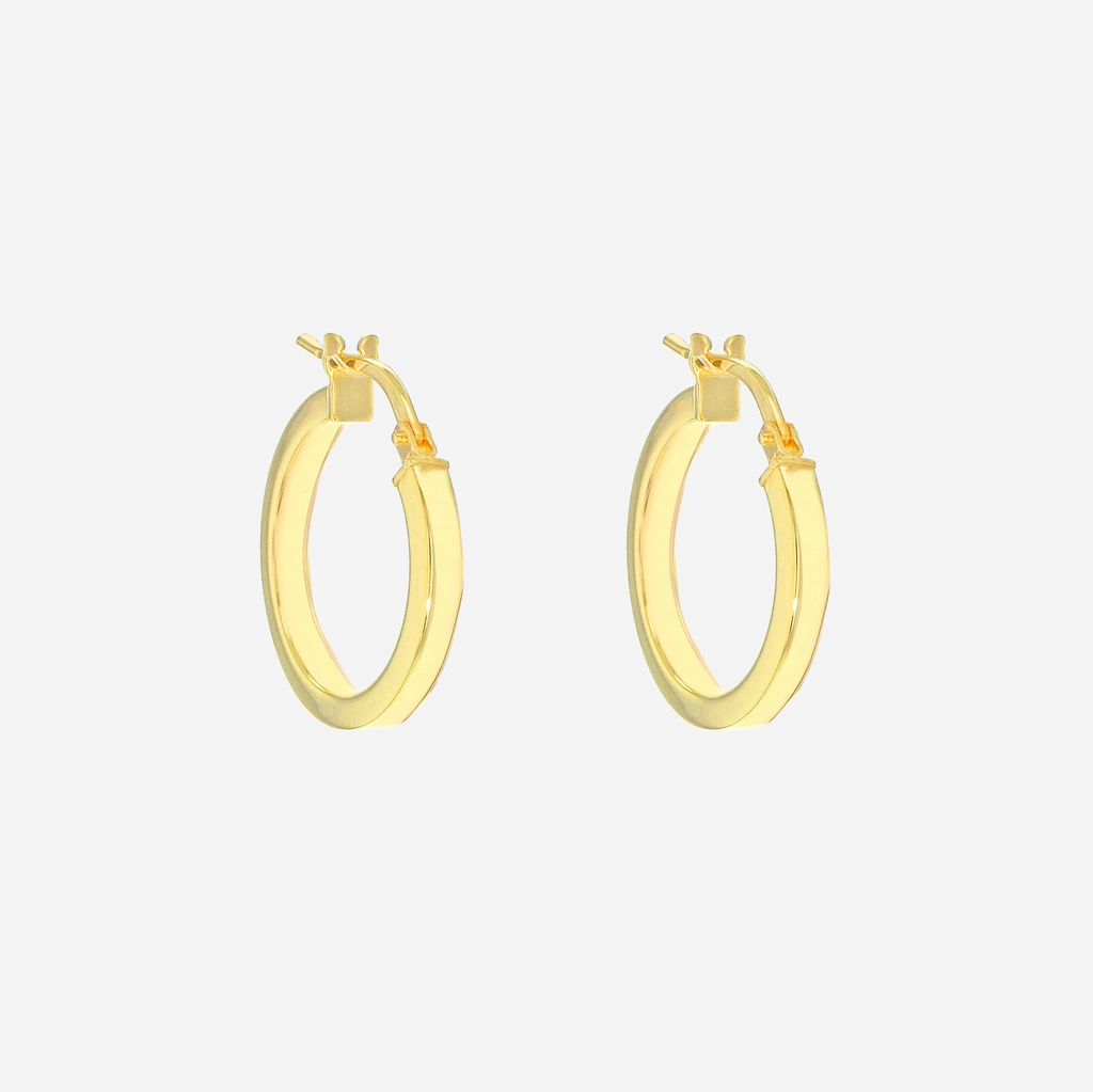 Örhängen 9k guld - platta hoops 16 mm