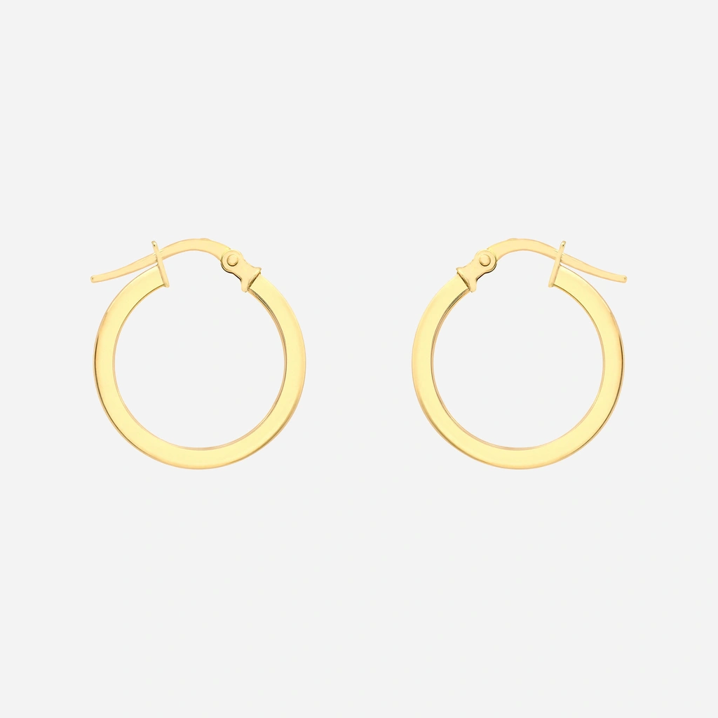 Örhängen 9k guld - platta hoops 16 mm