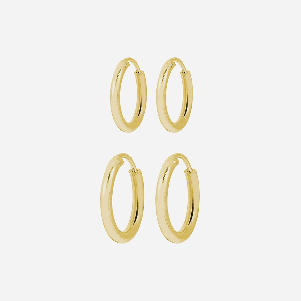2-pack örhängen - guldfärgade hoops