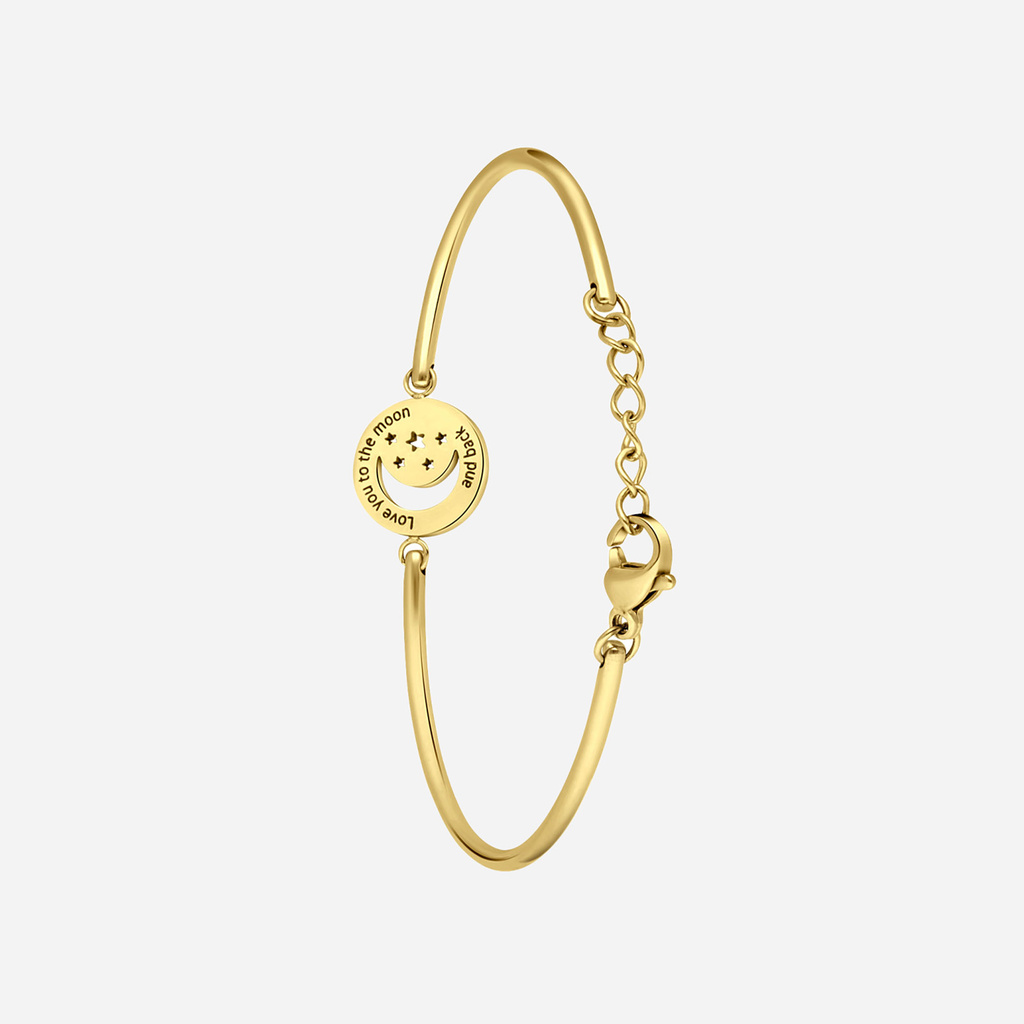 Guldfärgat armband stål - love you to the moon