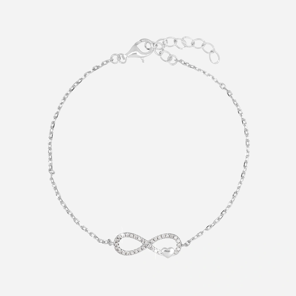 Armband dam, äkta silver - infinitysymbol, 16+3 cm