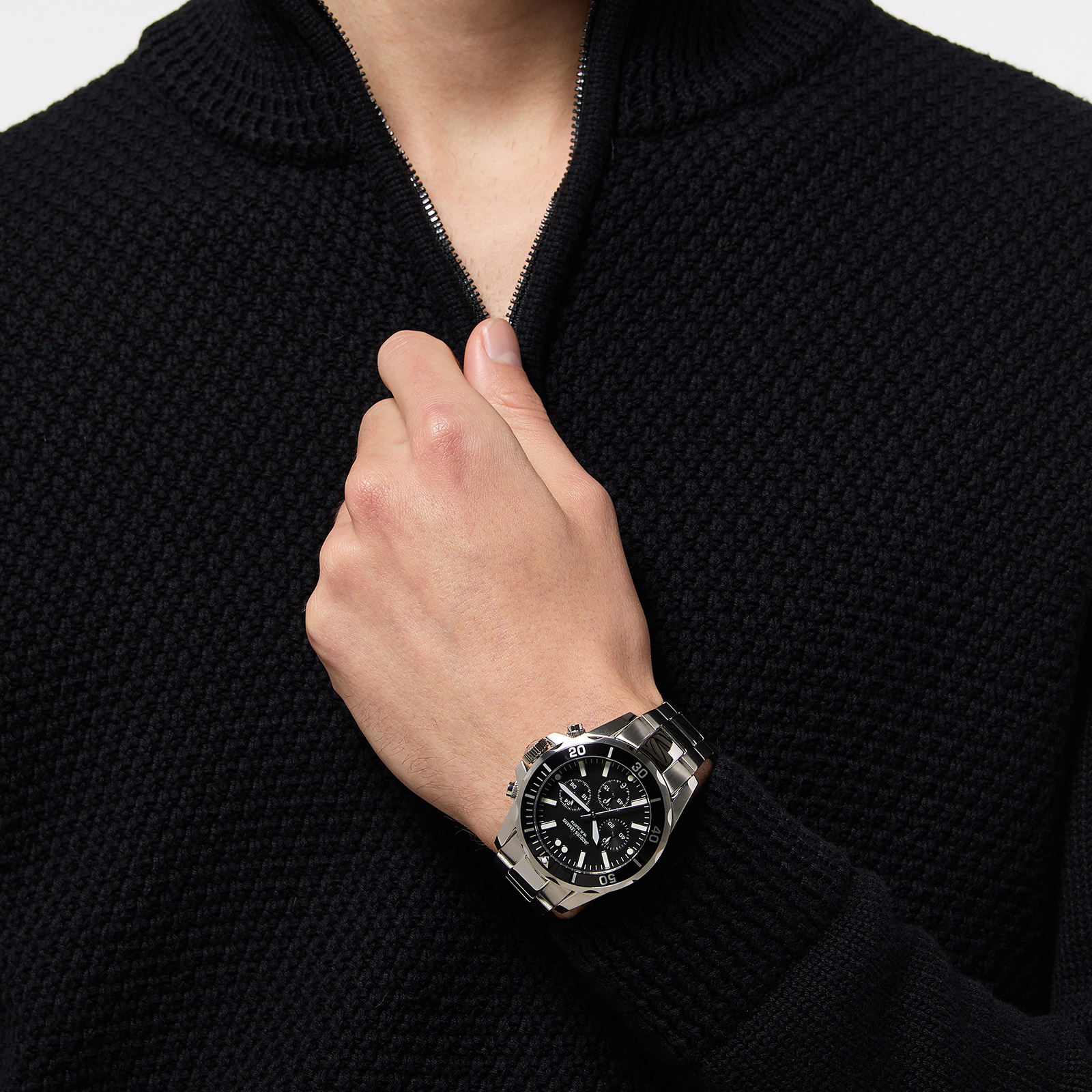 Jacques Lemans Liverpool - kronograf, stål/svart, 44mm