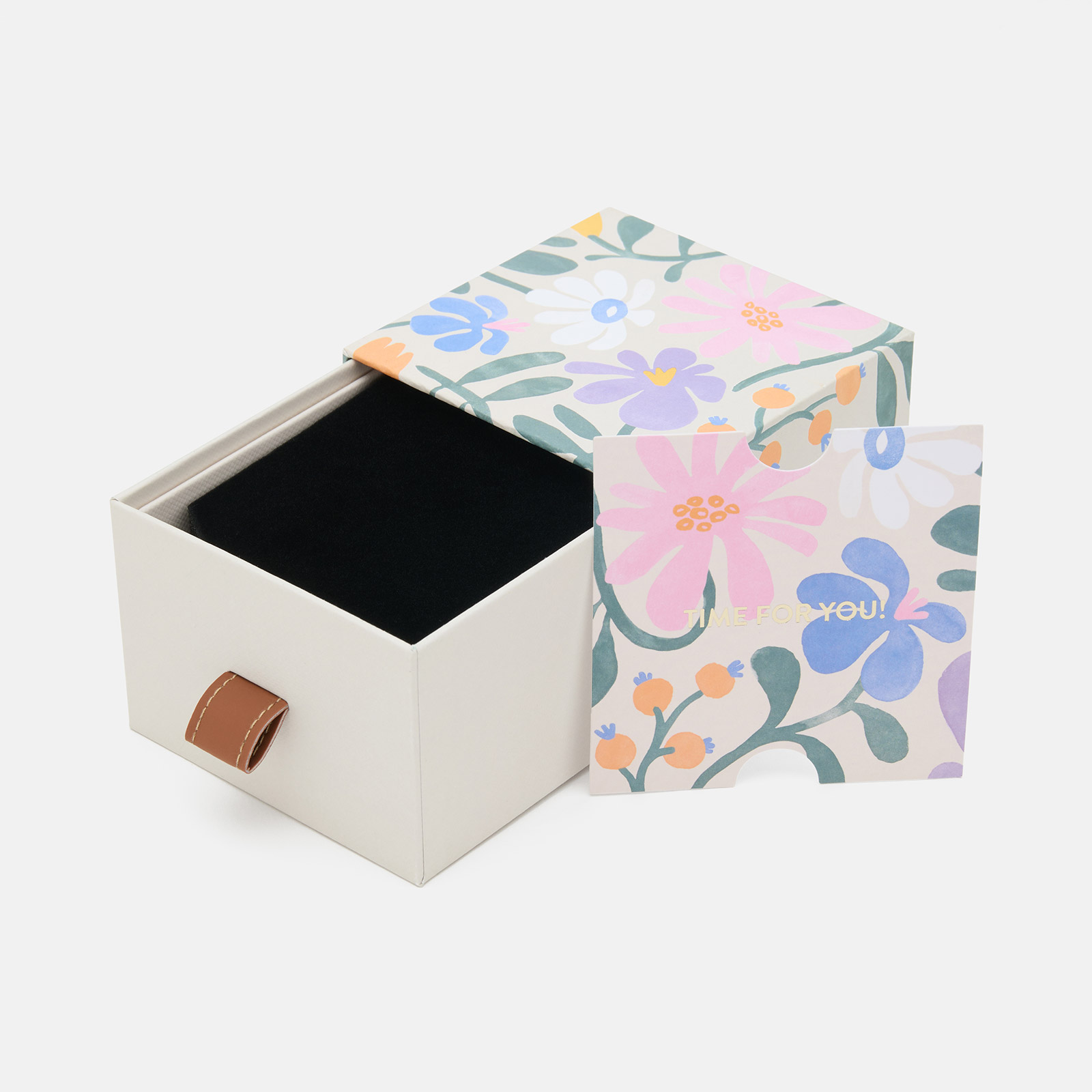 Presentask för klocka - blommig 10x10x7 cm