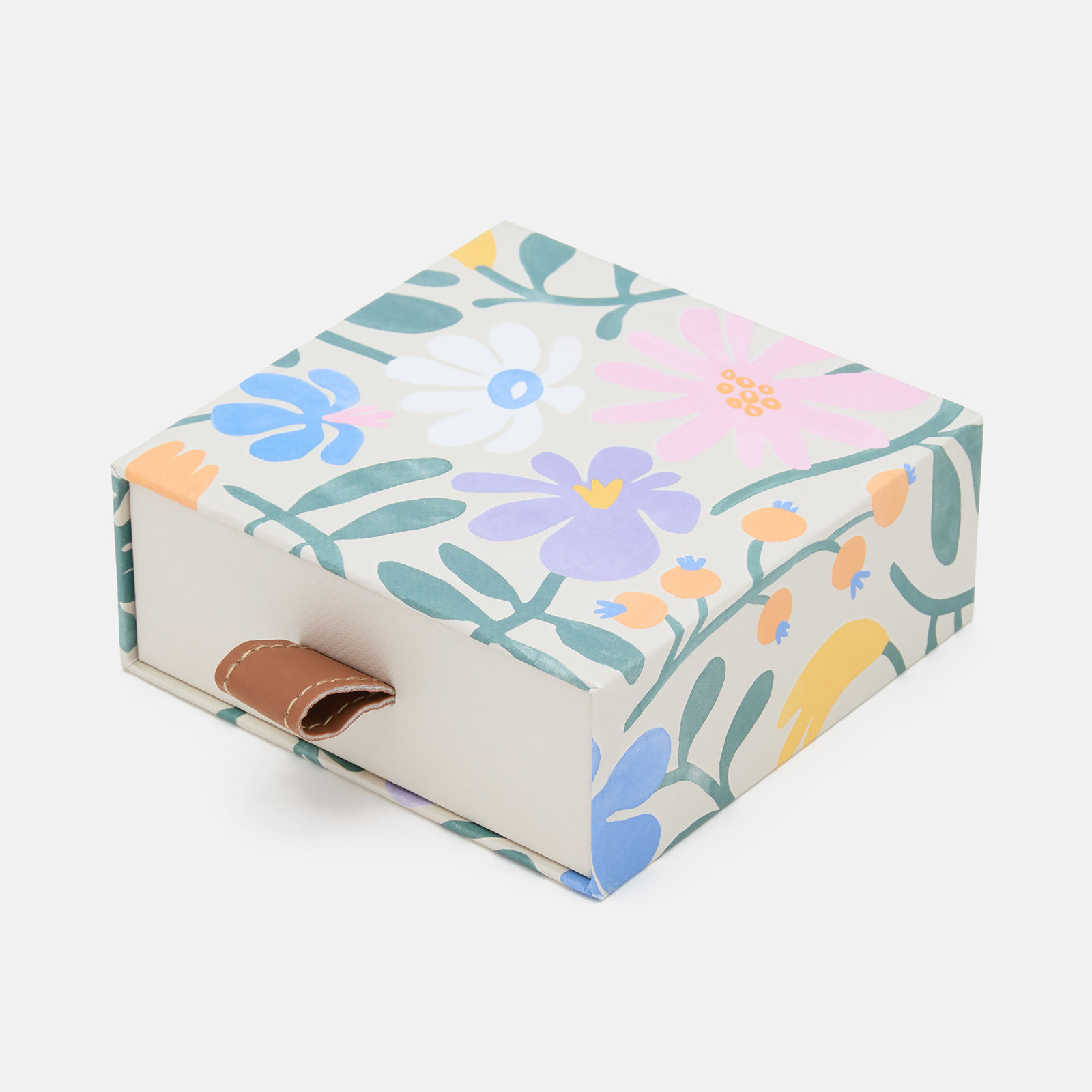 Presentask för större smycken - blommig 10x10x4 cm