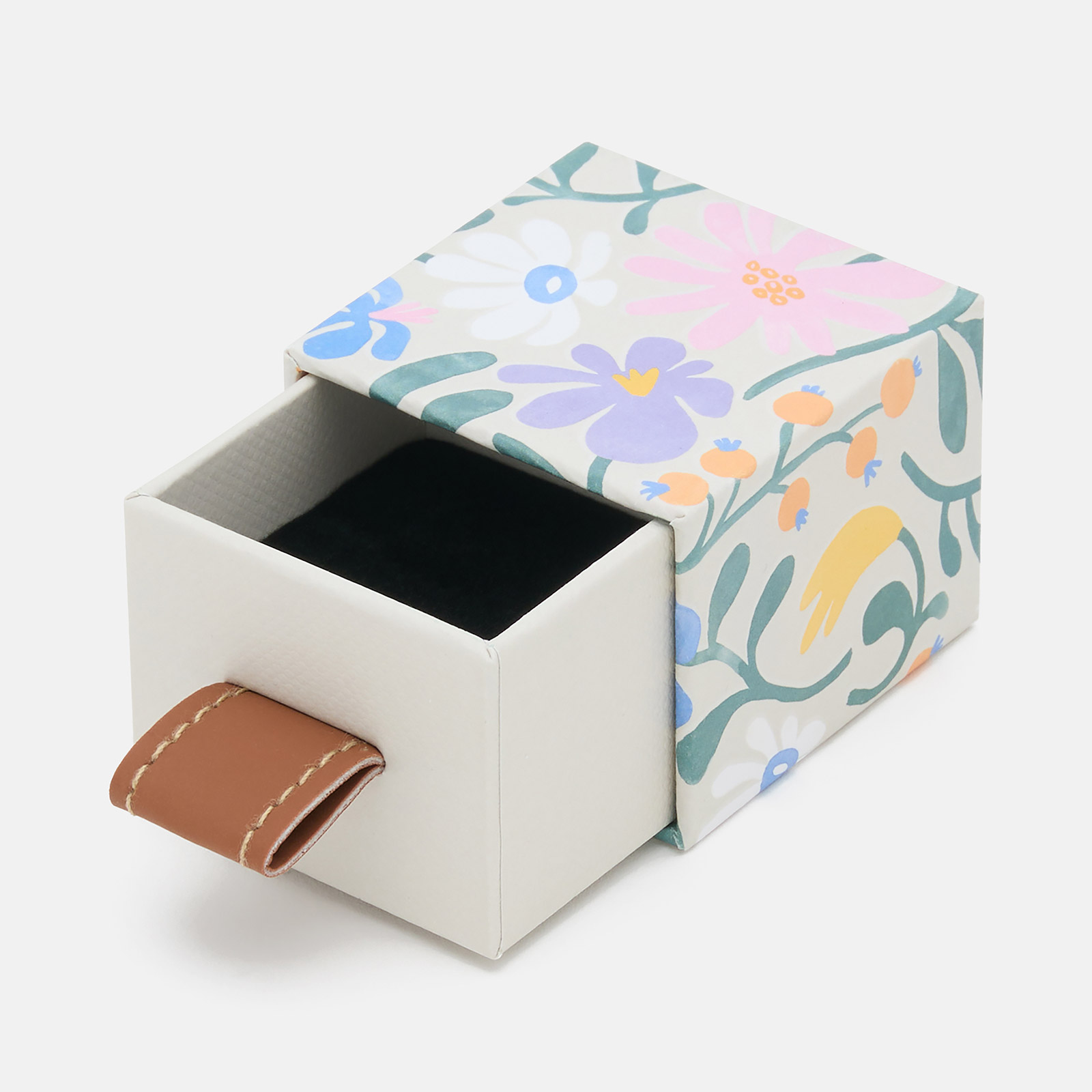 Presentask för små smycken - blommig 5x5x4 cm