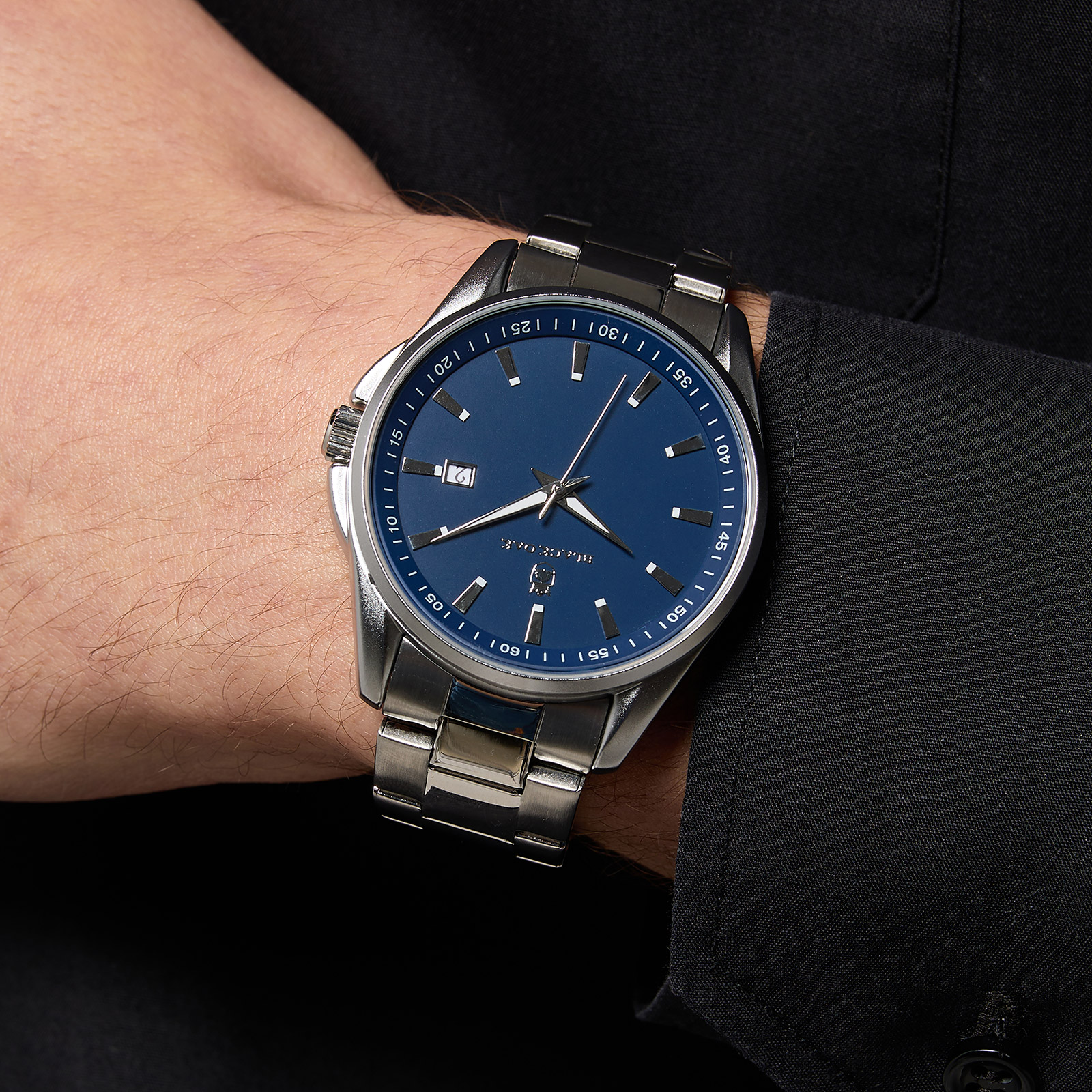 Black Oak Spike herrklocka - silver/blå, 43 mm