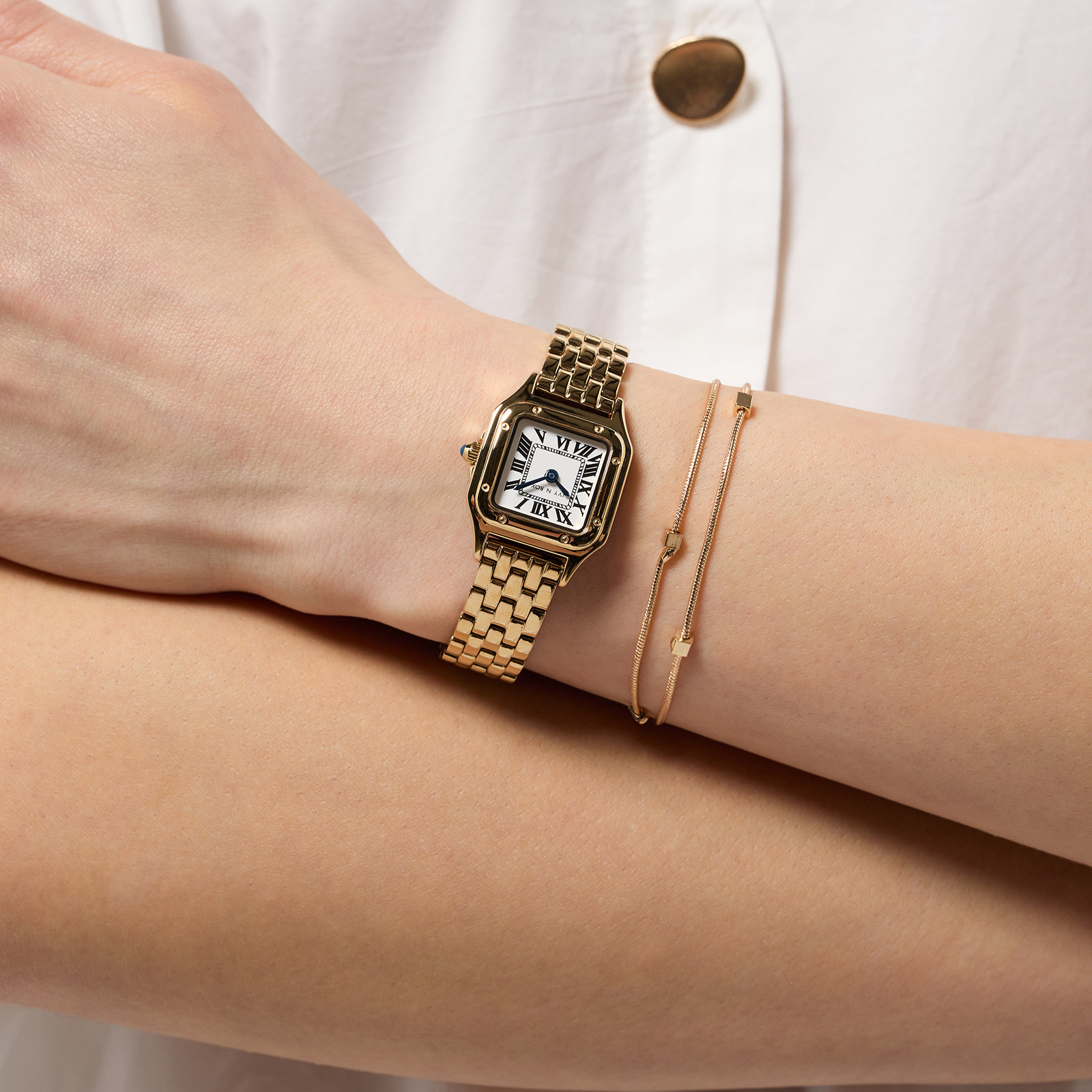 Ivy n Rox Classy klockset - kvadratisk, guld, 24x24mm