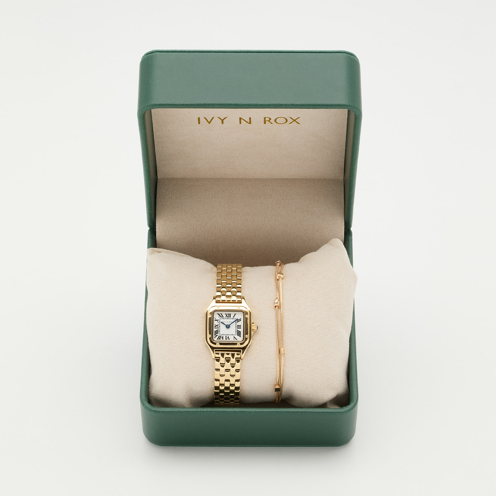 Ivy n Rox Classy klockset - kvadratisk, guld, 24x24mm