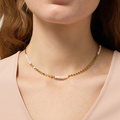 Guldfärgat stålhalsband med pärlor - 35+5cm