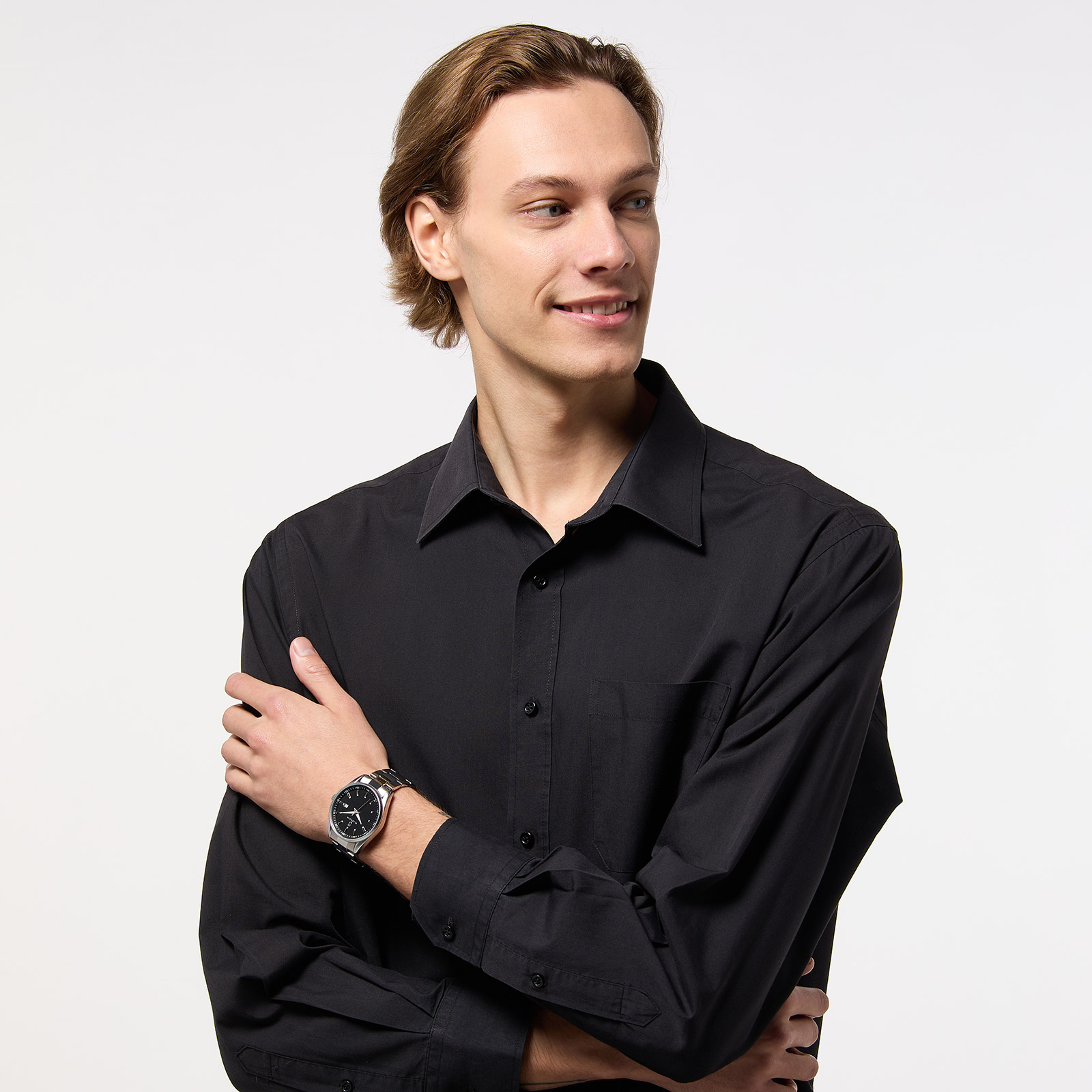 Black Oak Spike herrklocka - silver/svart, 43 mm