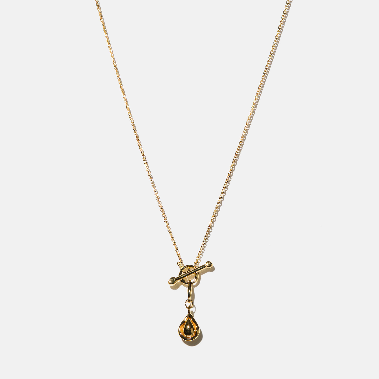 Guldpläterat halsband äkta silver - droppe, 40+5 cm