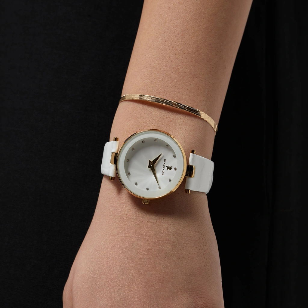 Klockset Black Oak Othello - vit/guld, 36 mm