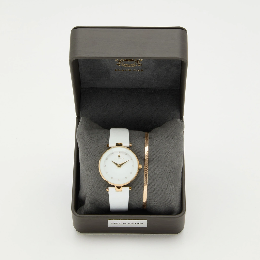 Klockset Black Oak Othello - vit/guld, 36 mm