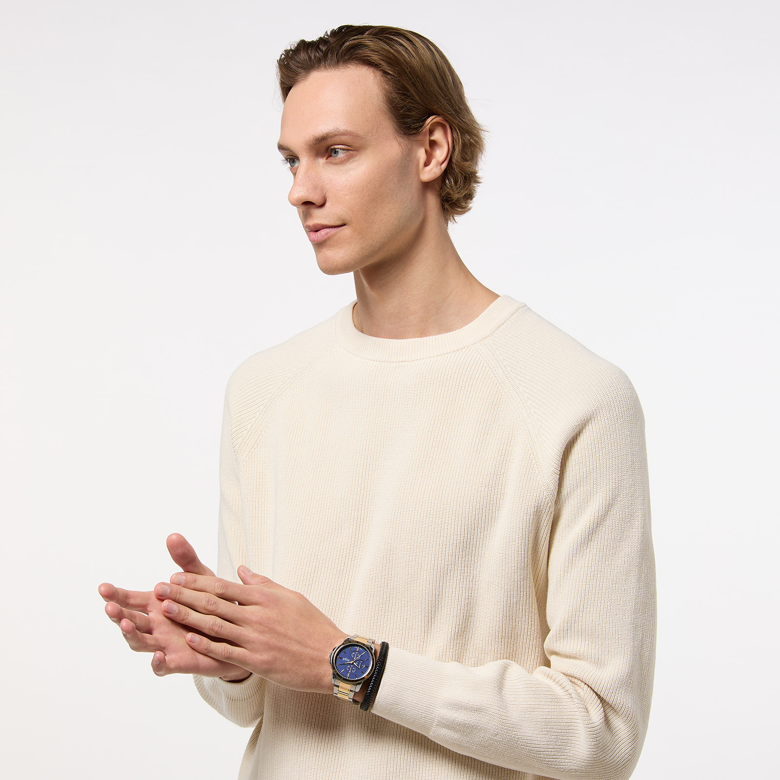 Regal klockset herr - metallband, bicolor/blå, 45mm