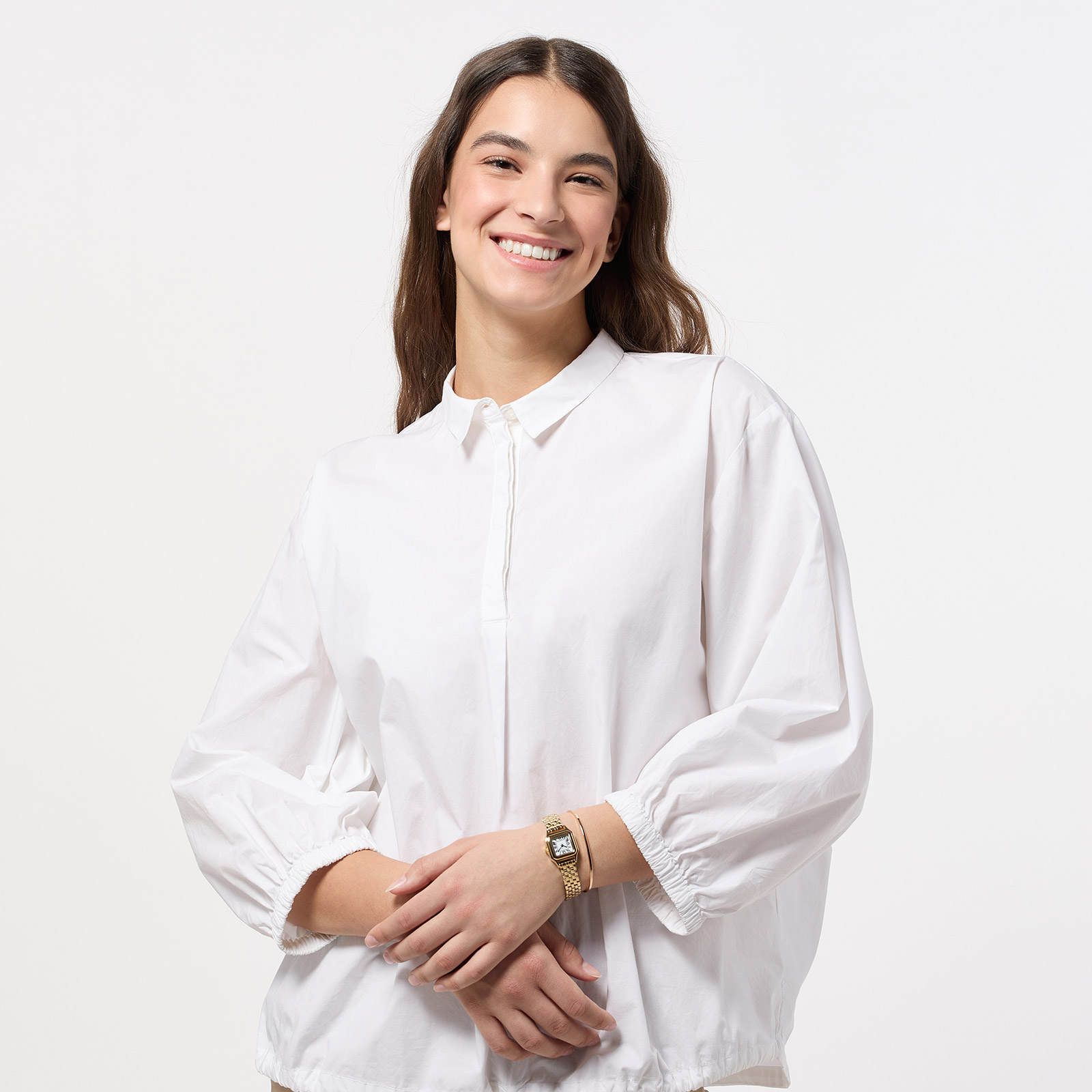 Regal klockset dam - kvadratisk, guldton, 24x24mm