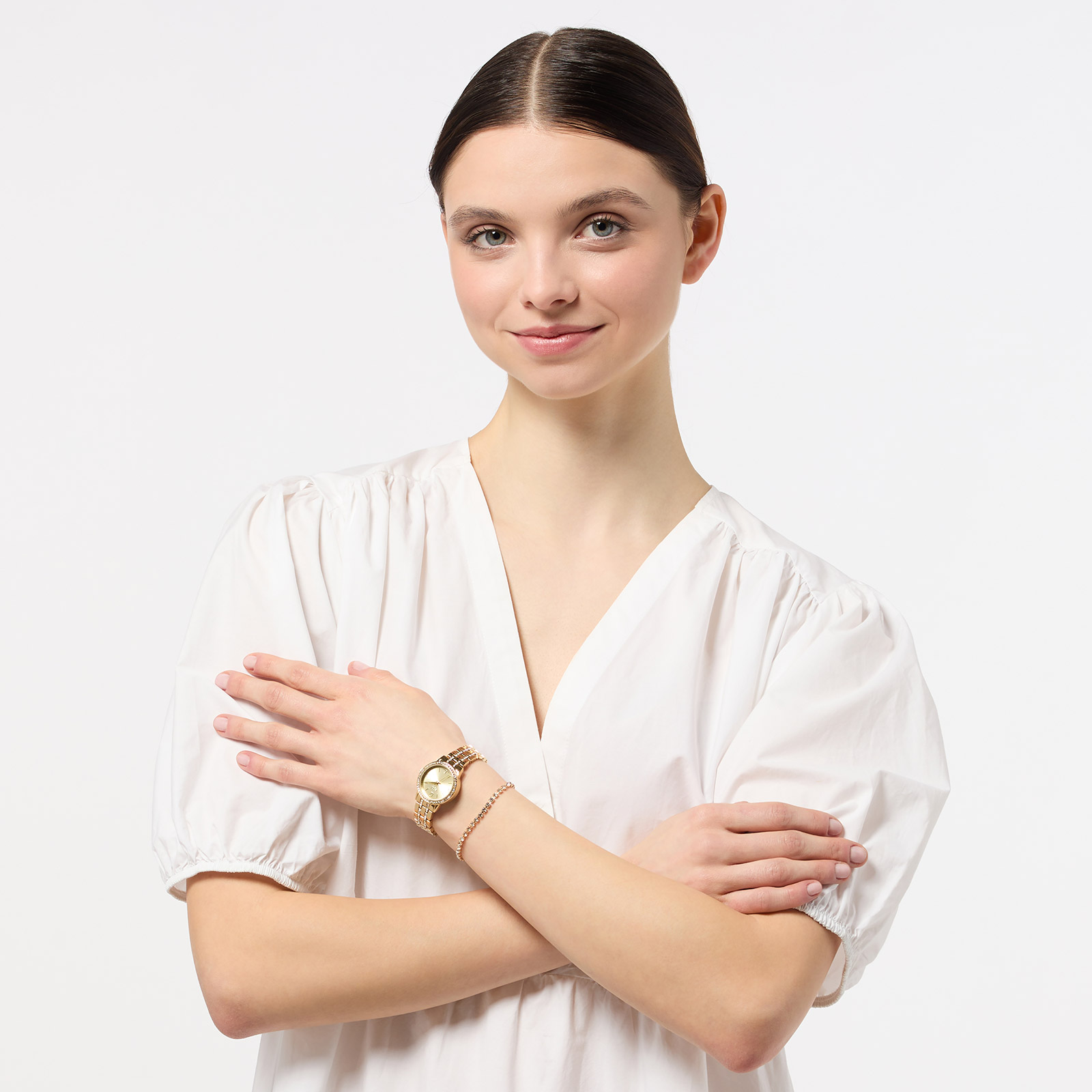 Regal klockset dam - metallband, guldton, 26mm