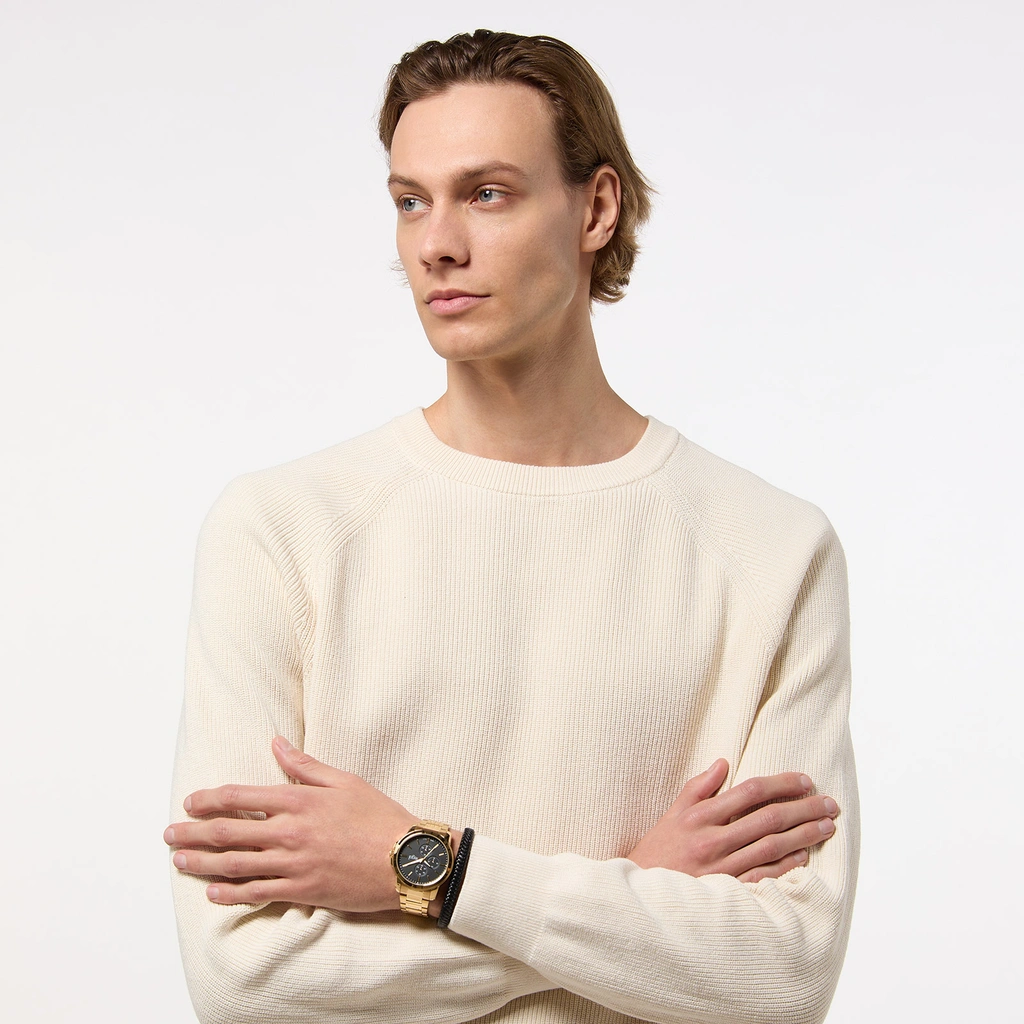 Regal klockset herr - metallband, guldton/svart, 45mm