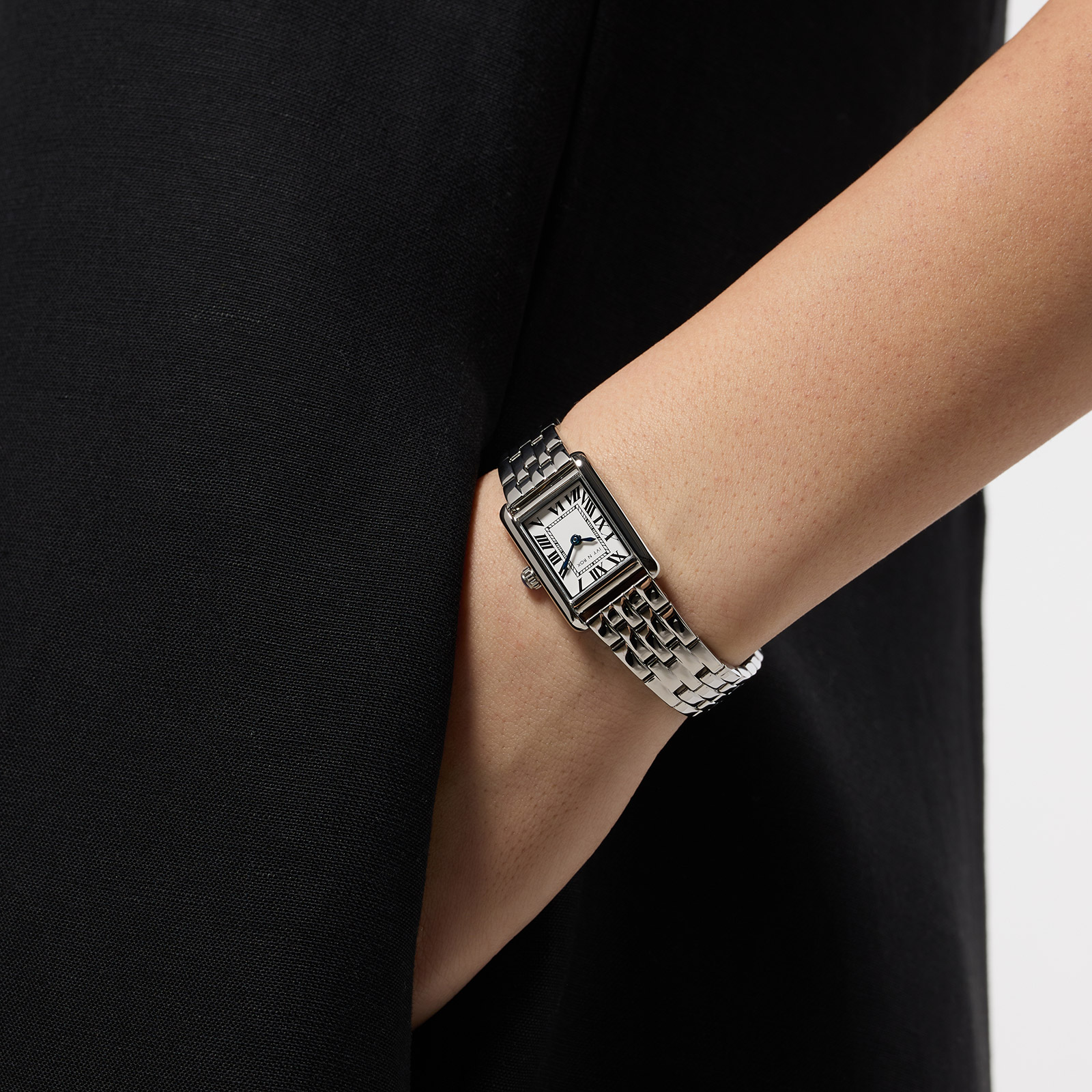 Ivy n Rox Euphoria damklocka - rektangulär, vit/silver,19x28 mm