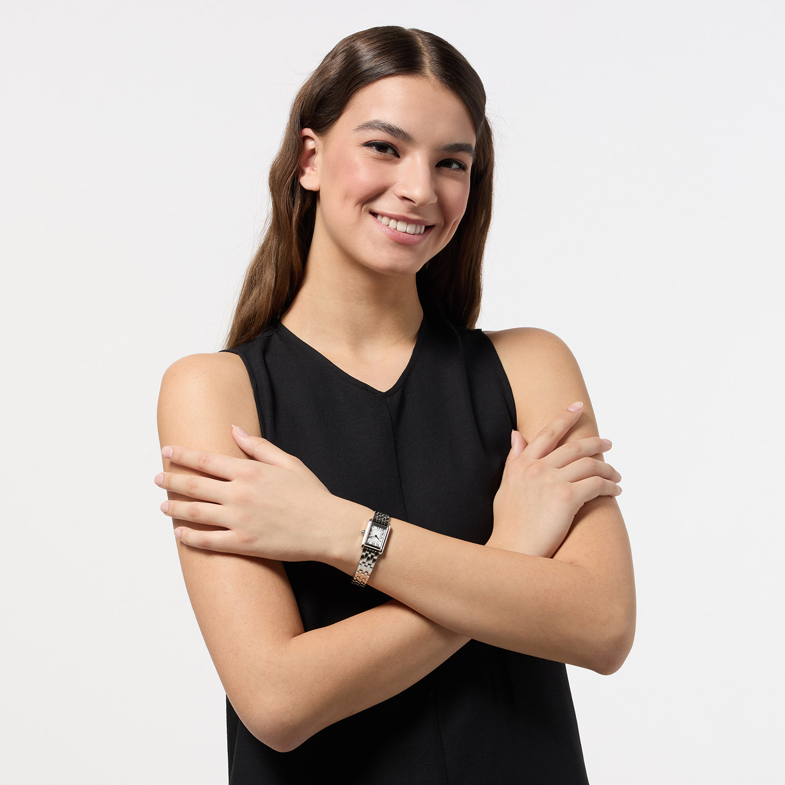 Ivy n Rox Euphoria damklocka - rektangulär, vit/silver,19x28 mm