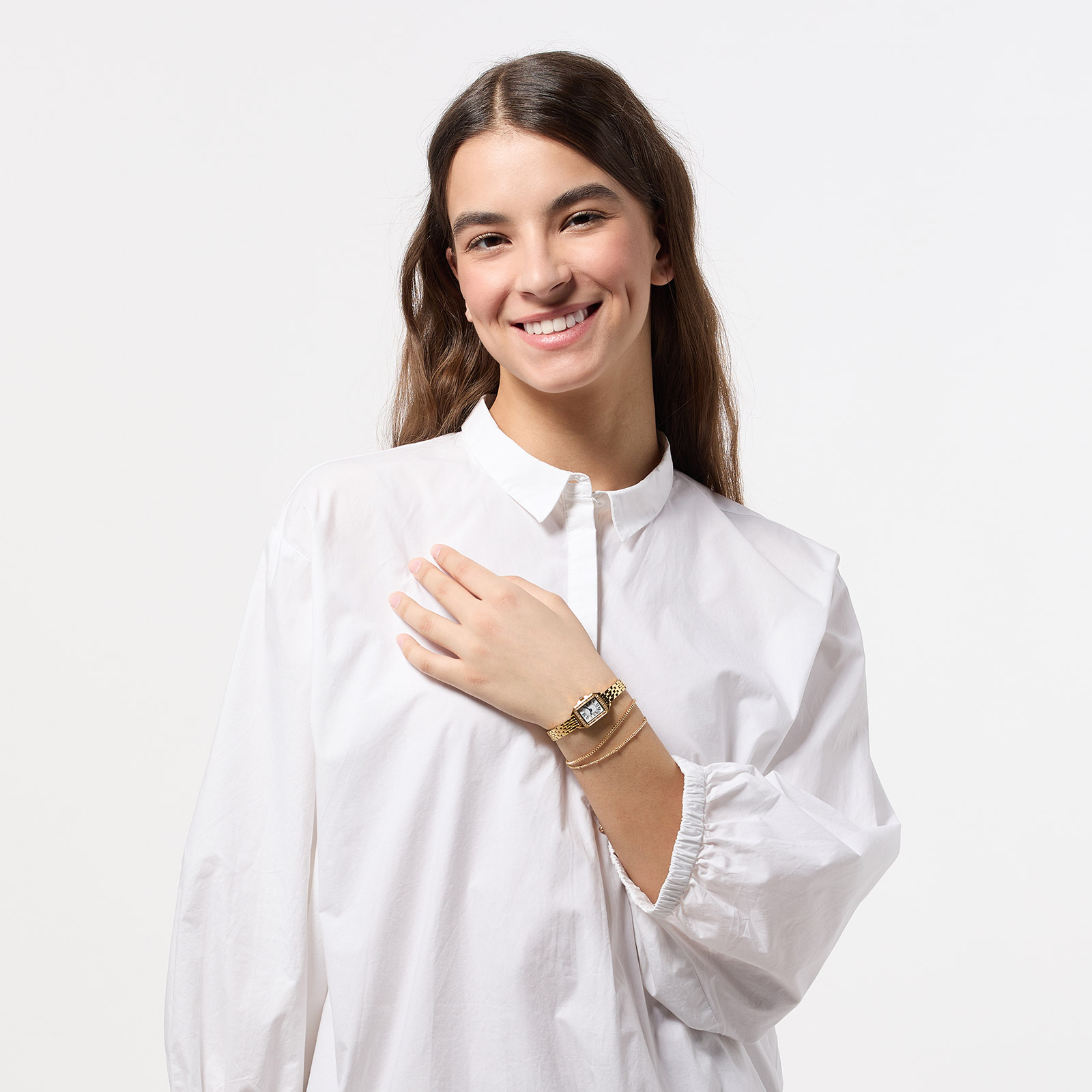 Ivy N Rox Chic klockset - rektangulär, guld, 16x27 mm