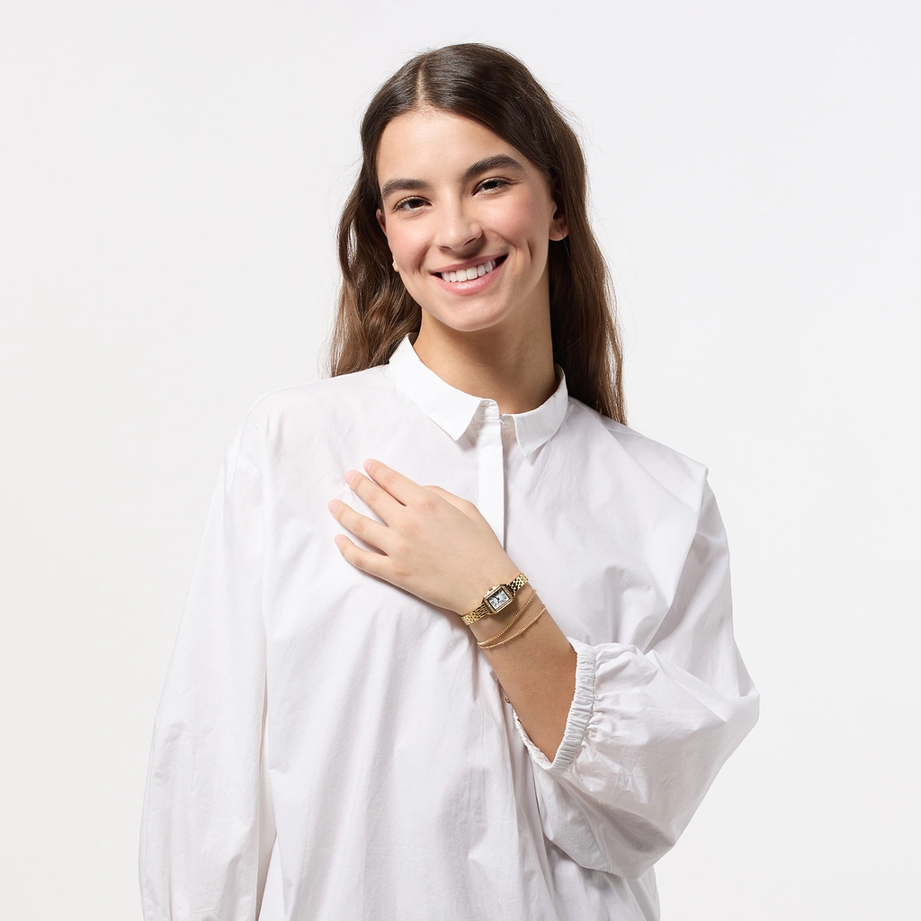 Ivy N Rox Chic klockset - rektangulär, guld, 16x27 mm