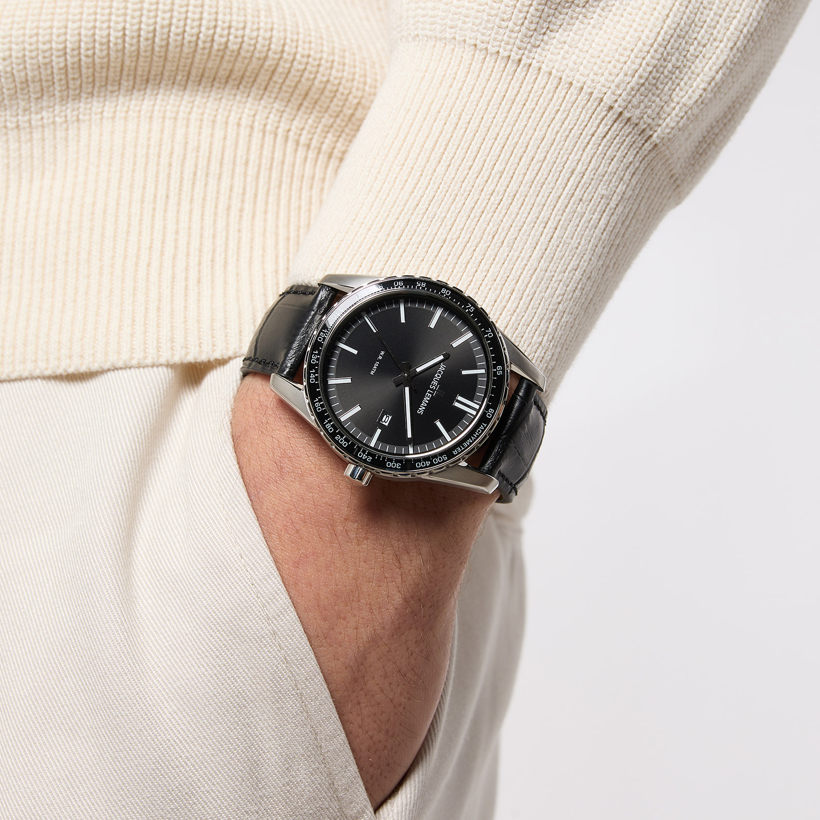 Jacques Lemans Liverpool - herrklocka, läder/svart, 44mm