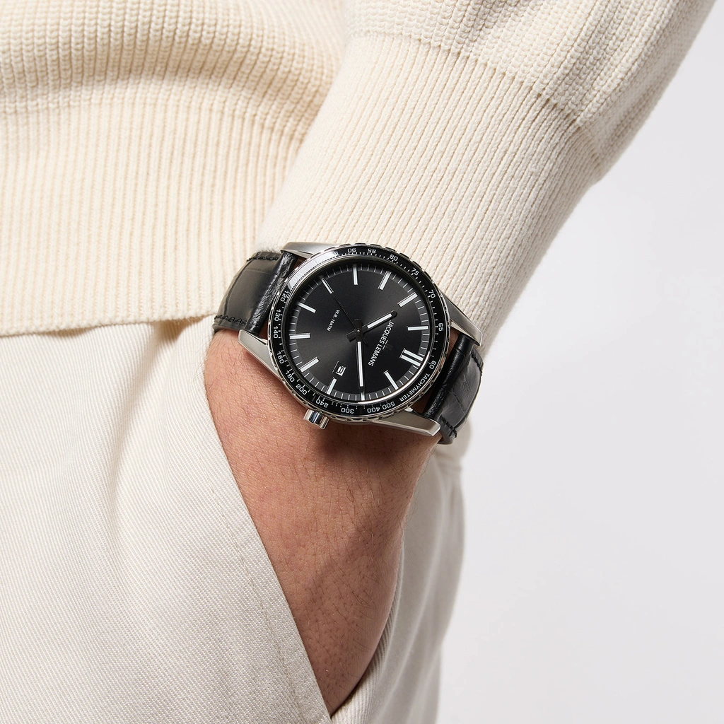 Jacques Lemans Liverpool - herrklocka, läder/svart, 44mm