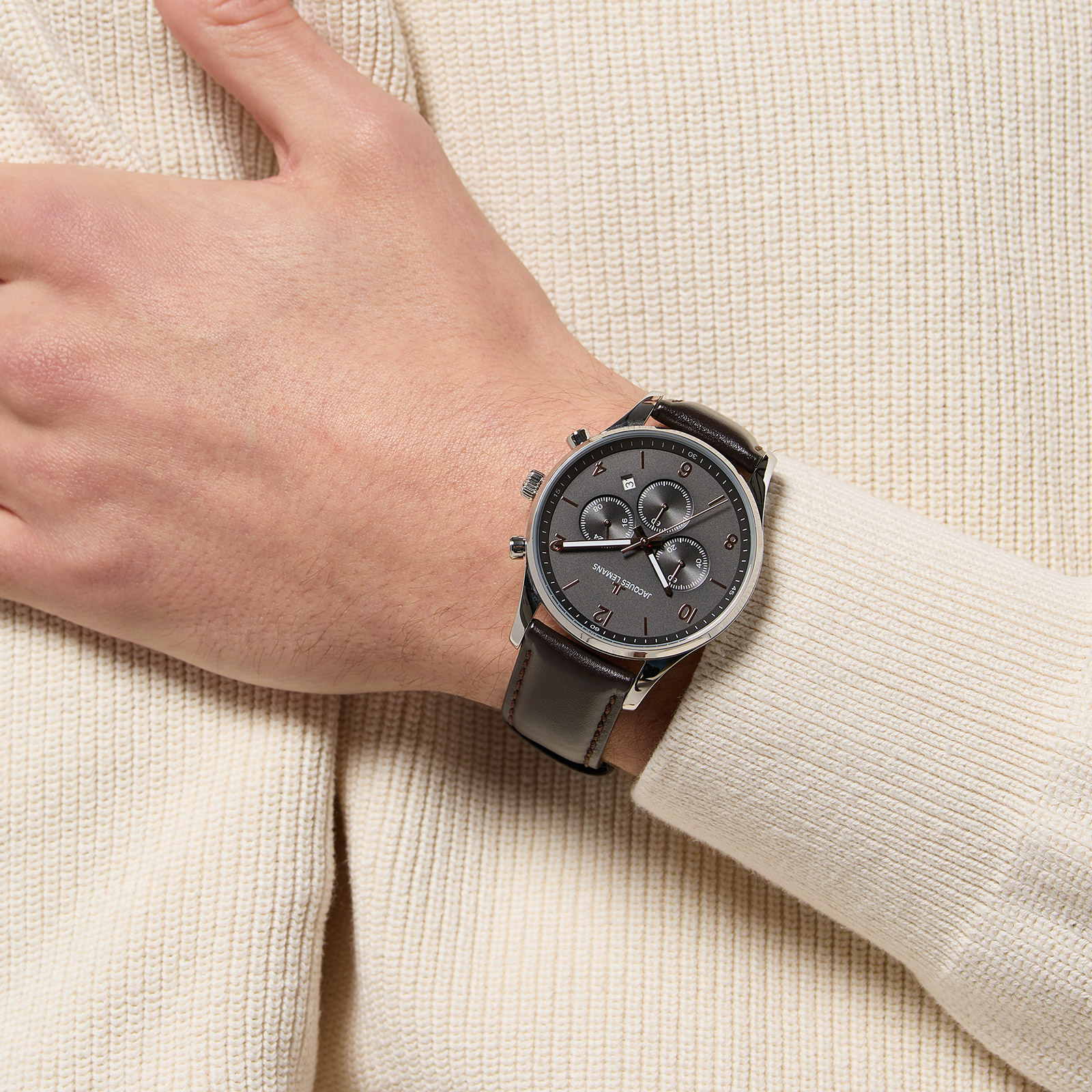 Jacques Lemans London - herrklocka, läder/svart, 42mm