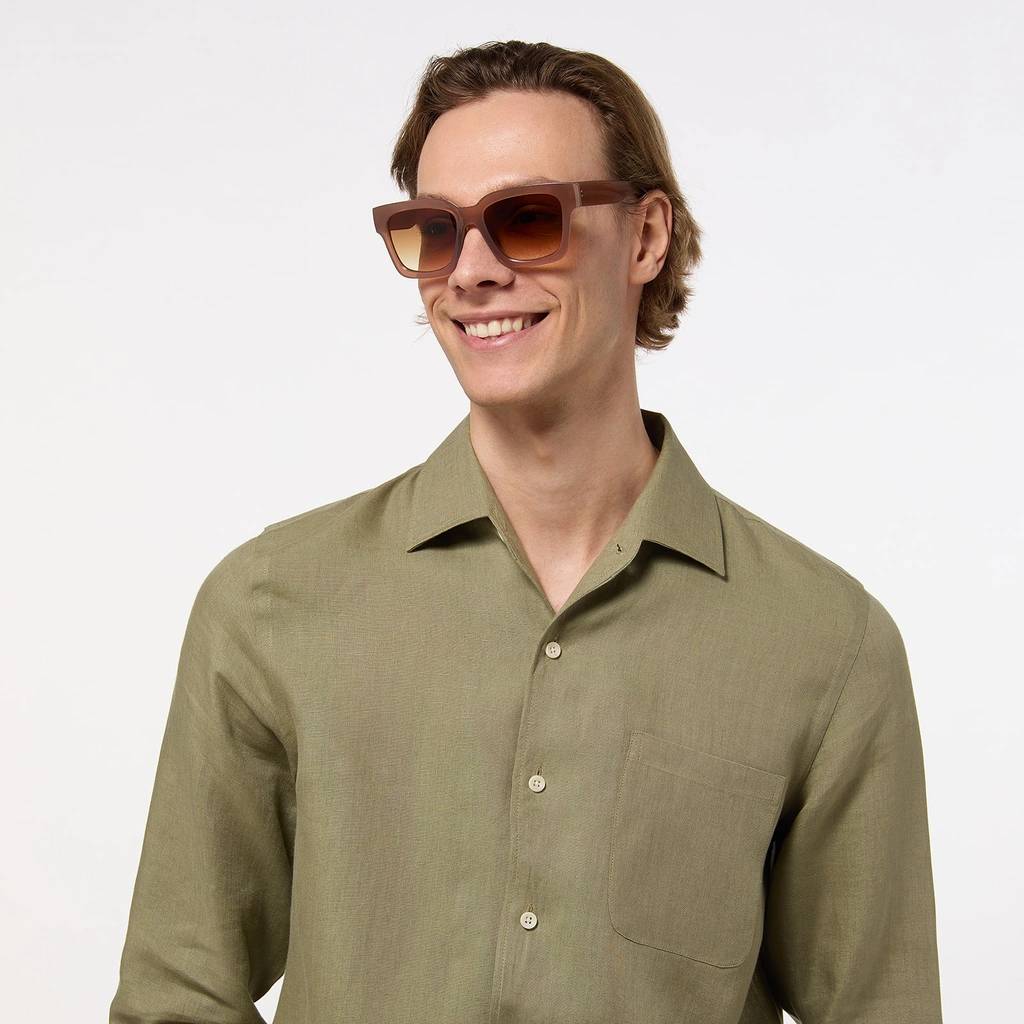 Kantiga solglasögon, Retro -  beige ram