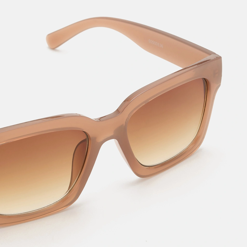 Kantiga solglasögon, Retro -  beige ram