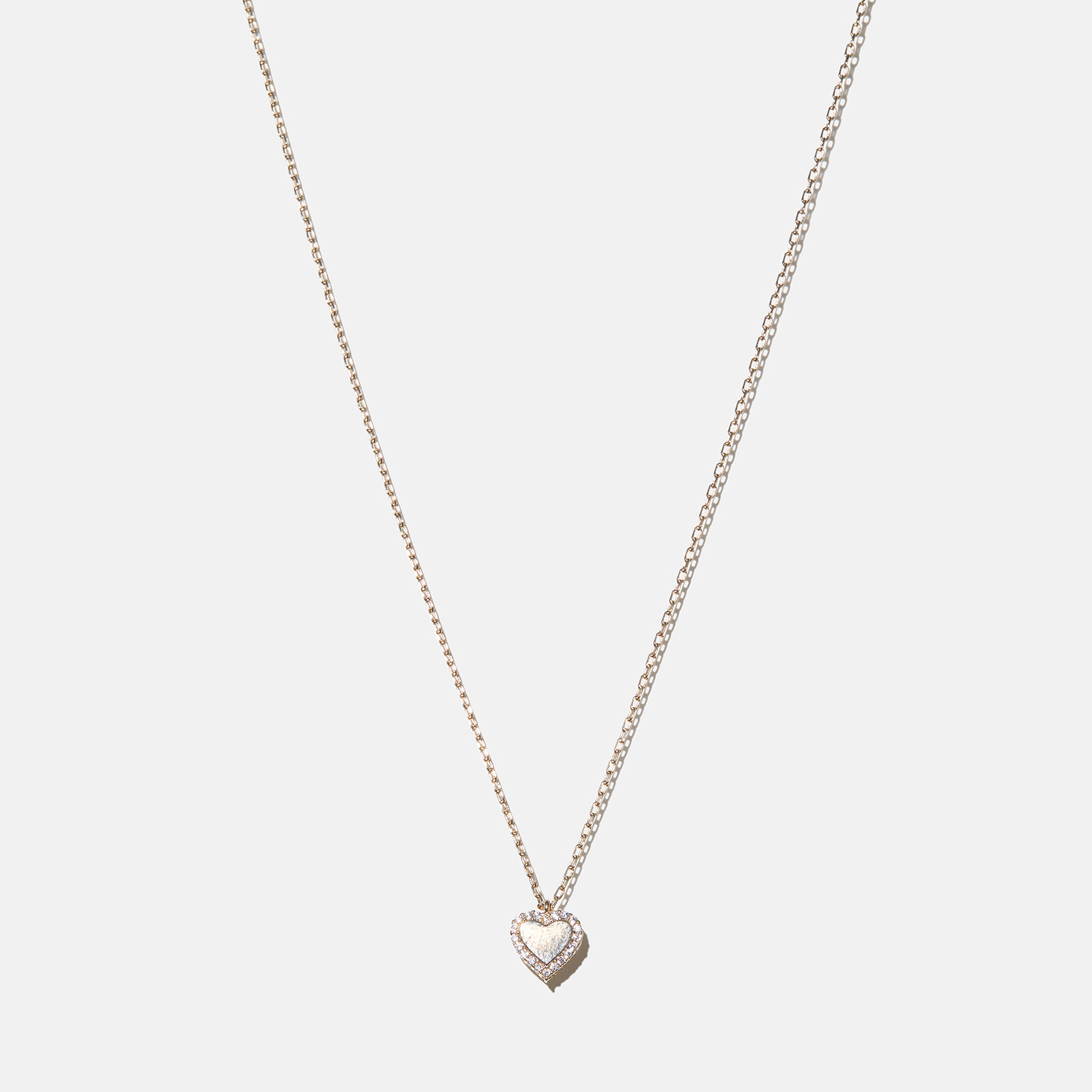 18k guldpläterat halsband - hjärta med stenar 38+5cm