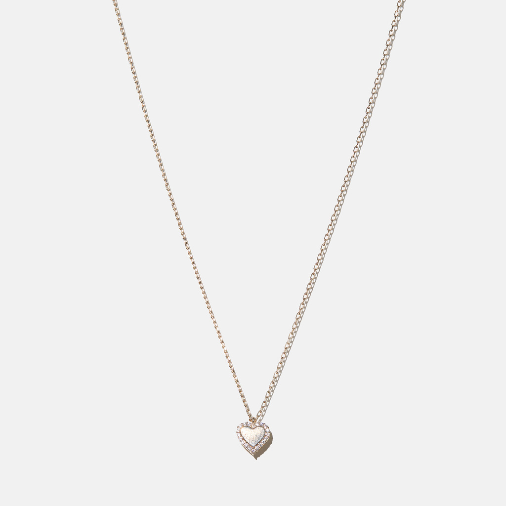 18k guldpläterat halsband - hjärta med stenar 38+5cm