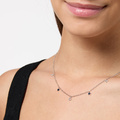 Silverfärgat halsband - stjärnor & stenar 42+5cm