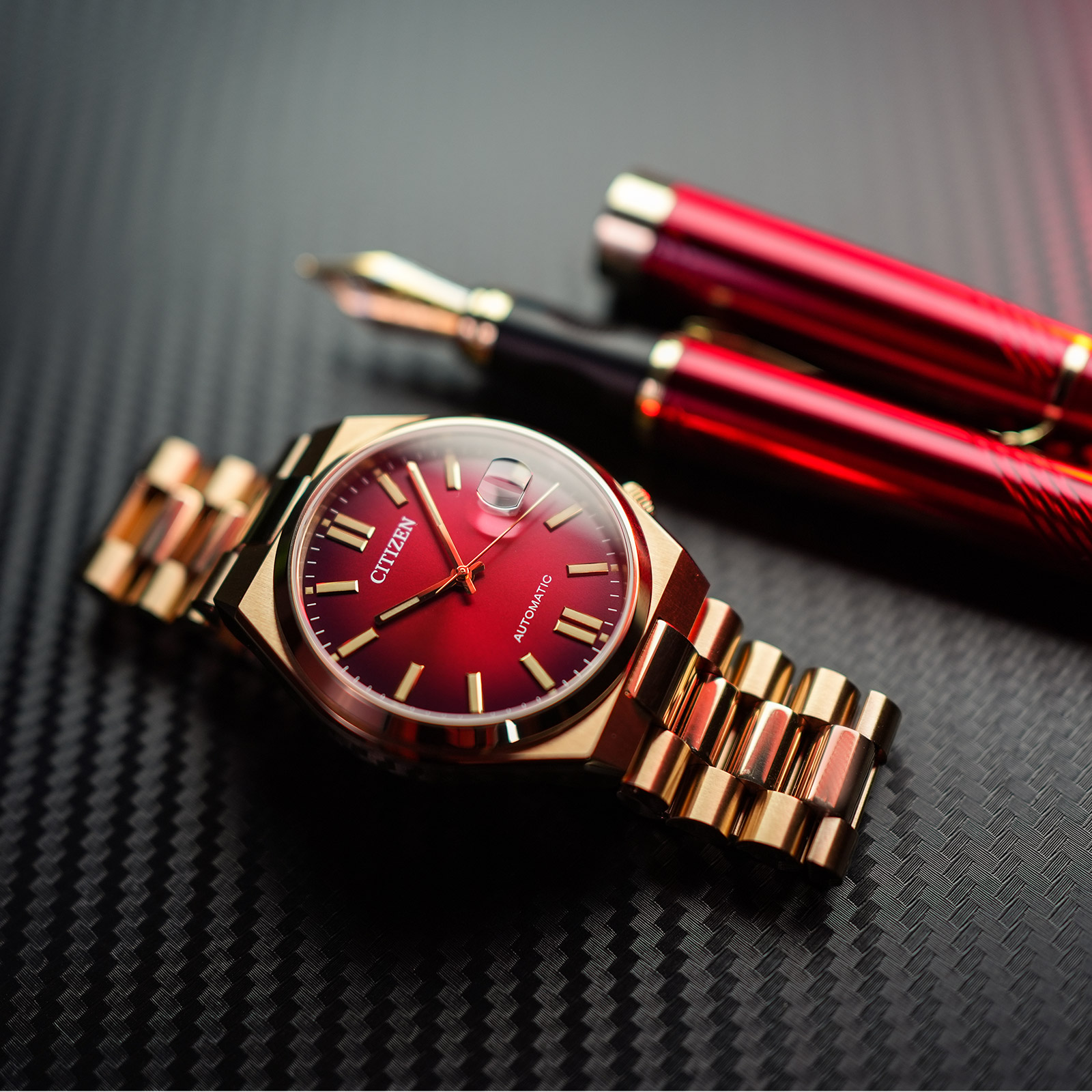 Citizen Tsuyosa automatisk herr - guld/röd NJ0153-82X