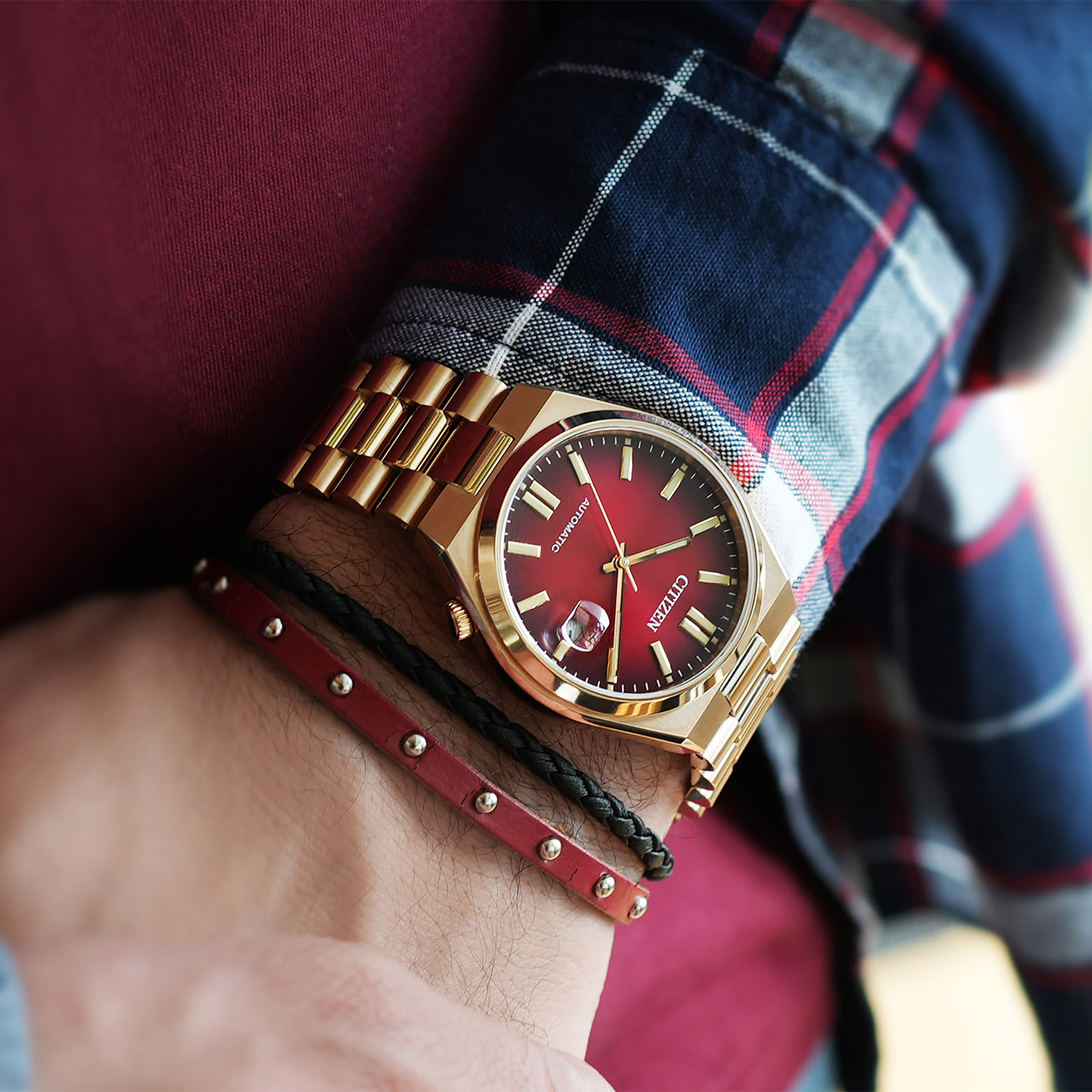 Citizen Tsuyosa automatisk herr - guld/röd NJ0153-82X