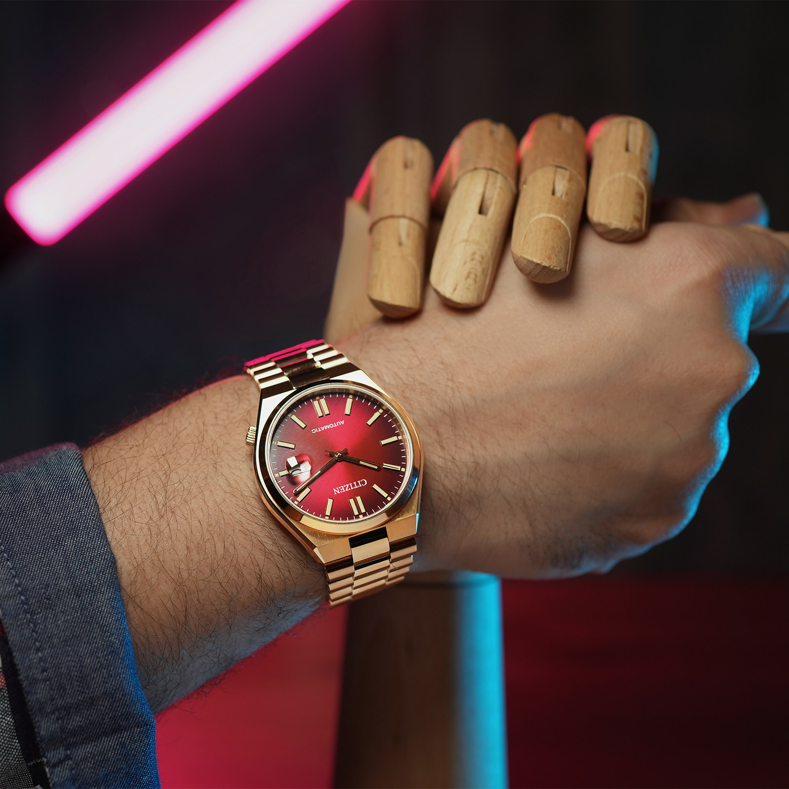 Citizen Tsuyosa automatisk herr - guld/röd NJ0153-82X