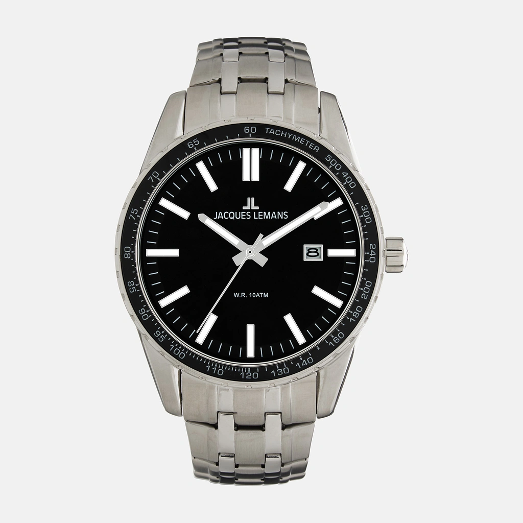 Jacques Lemans Liverpool - herrklocka, stål/svart, 44mm