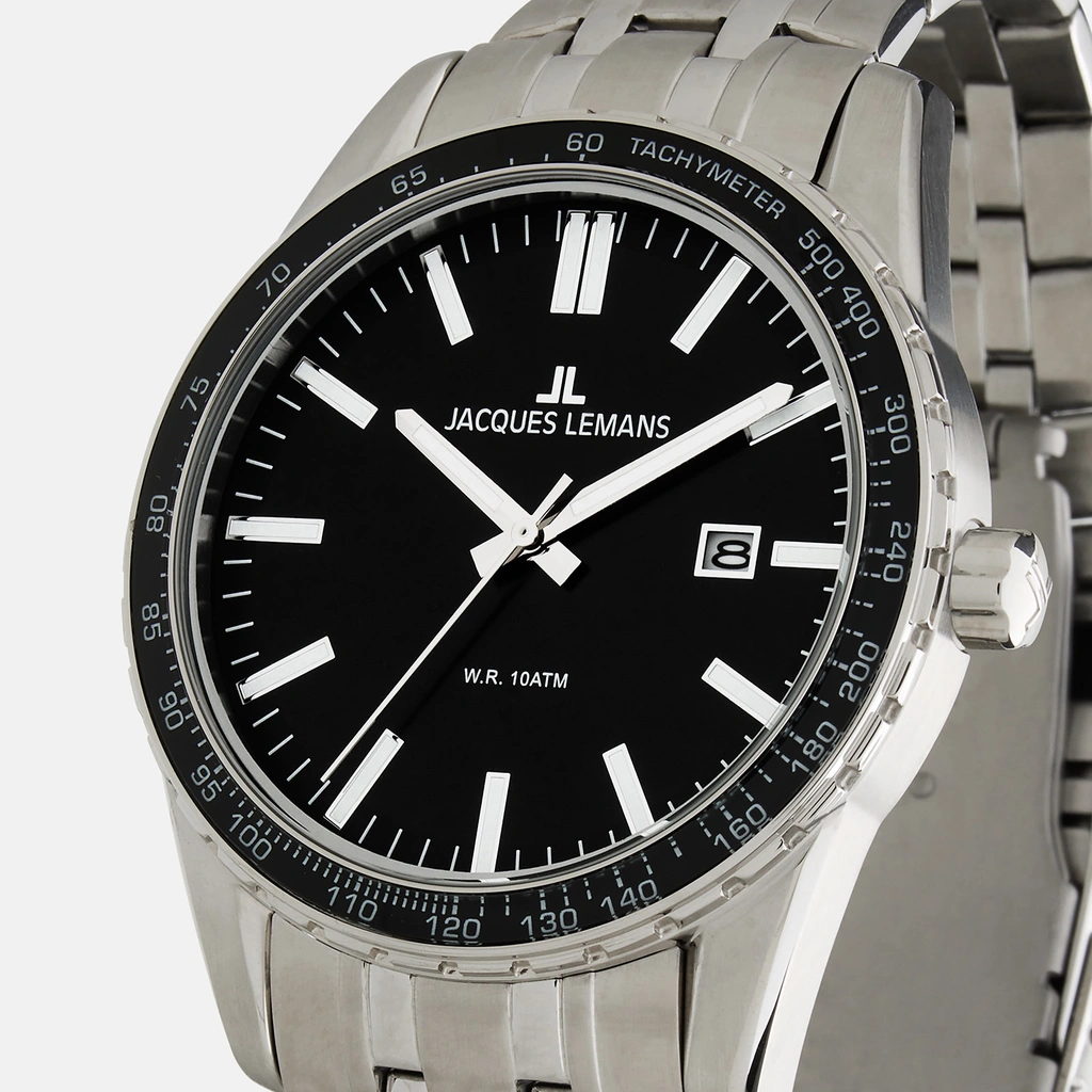 Jacques Lemans Liverpool - herrklocka, stål/svart, 44mm