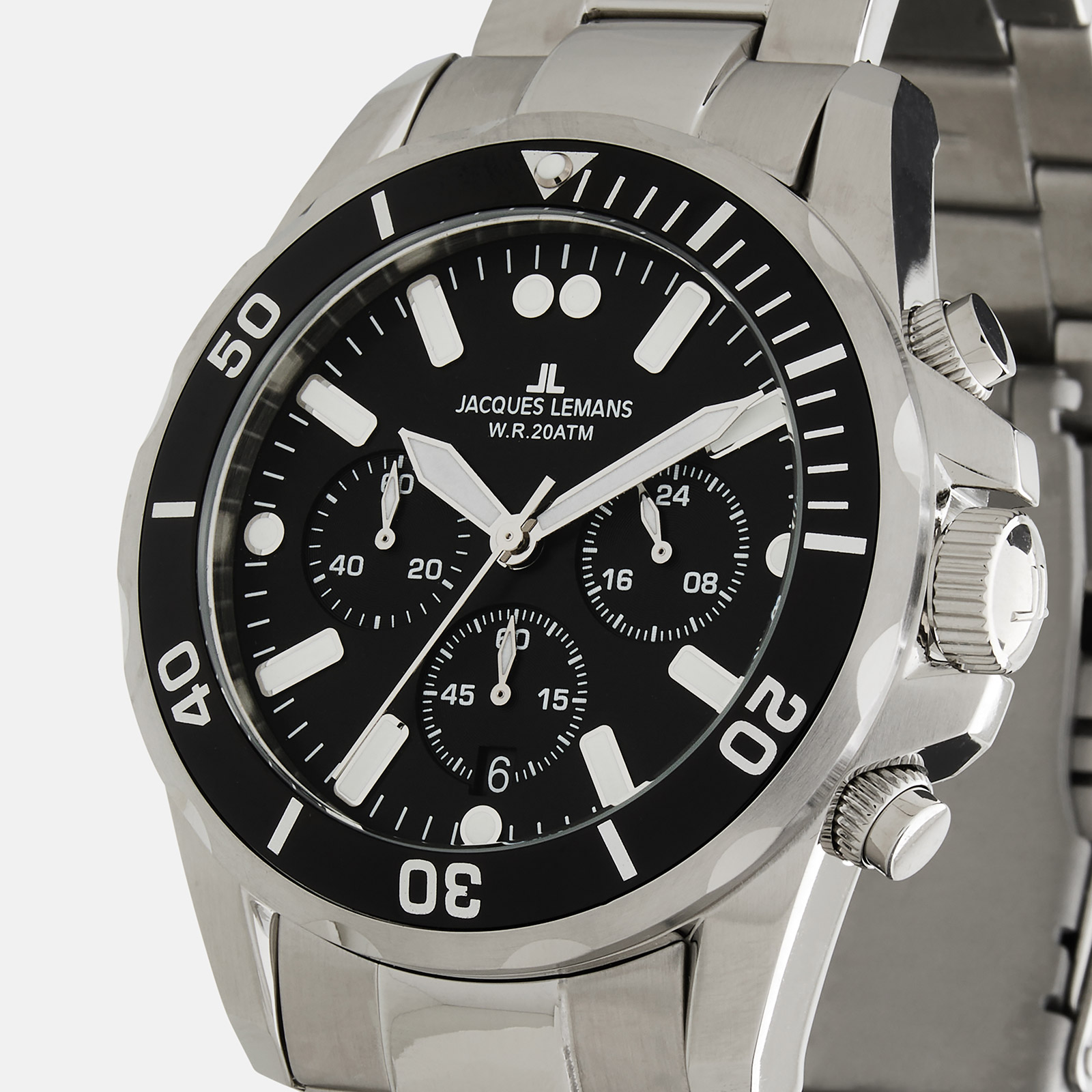 Jacques Lemans Liverpool - kronograf, stål/svart, 44mm