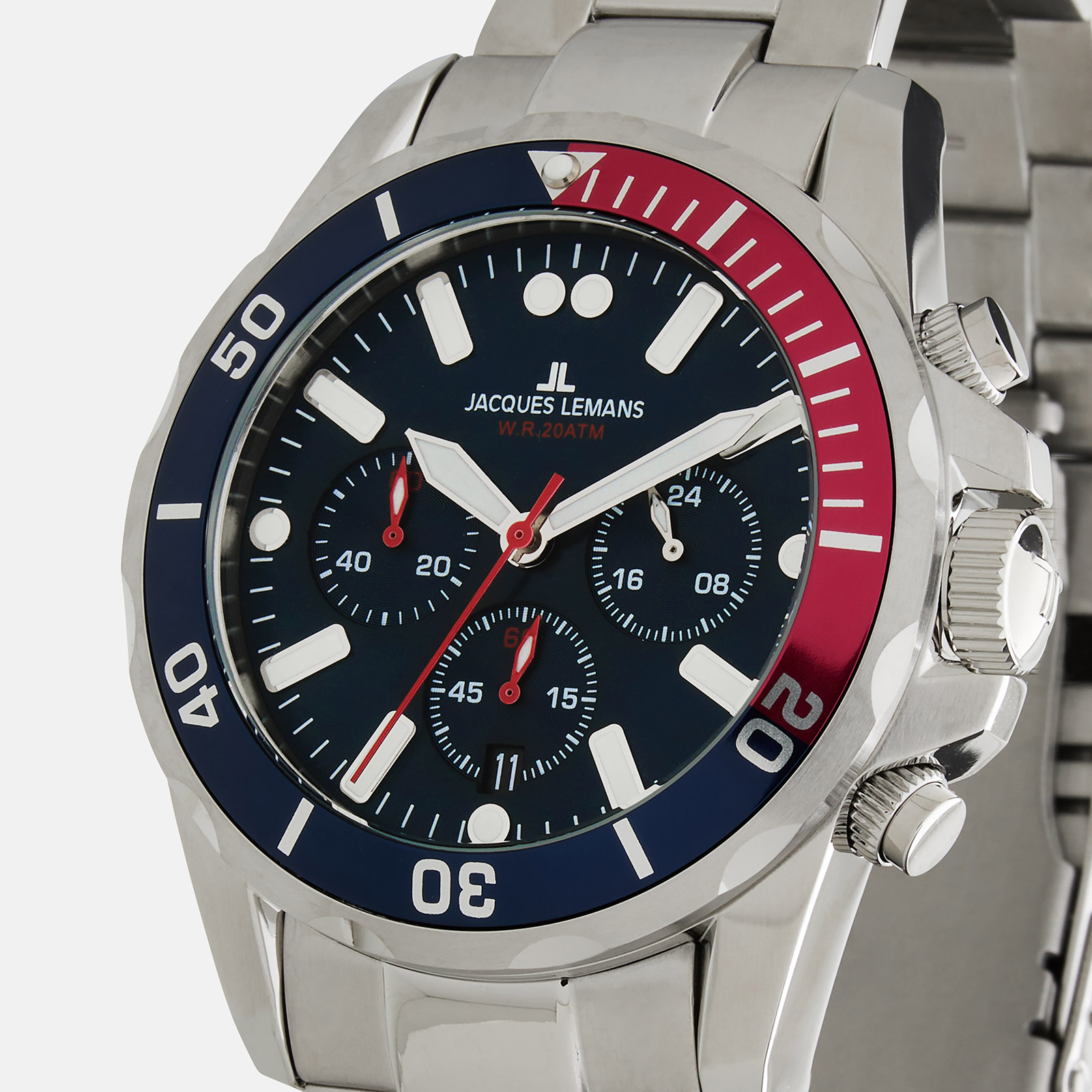 Jacques Lemans Liverpool - kronograf, stål/blå, 44mm