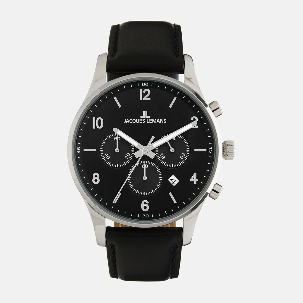 Jacques Lemans London - herrklocka, svart läder, 42mm