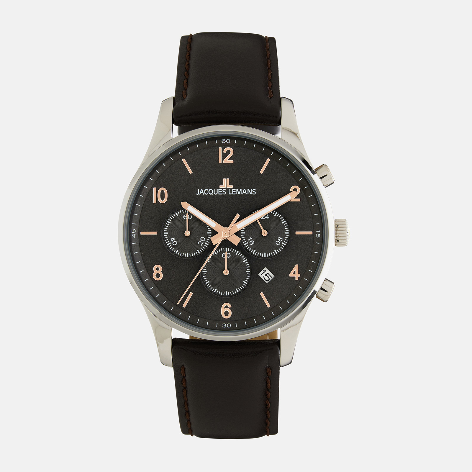 Jacques Lemans London - herrklocka, läder/svart, 42mm