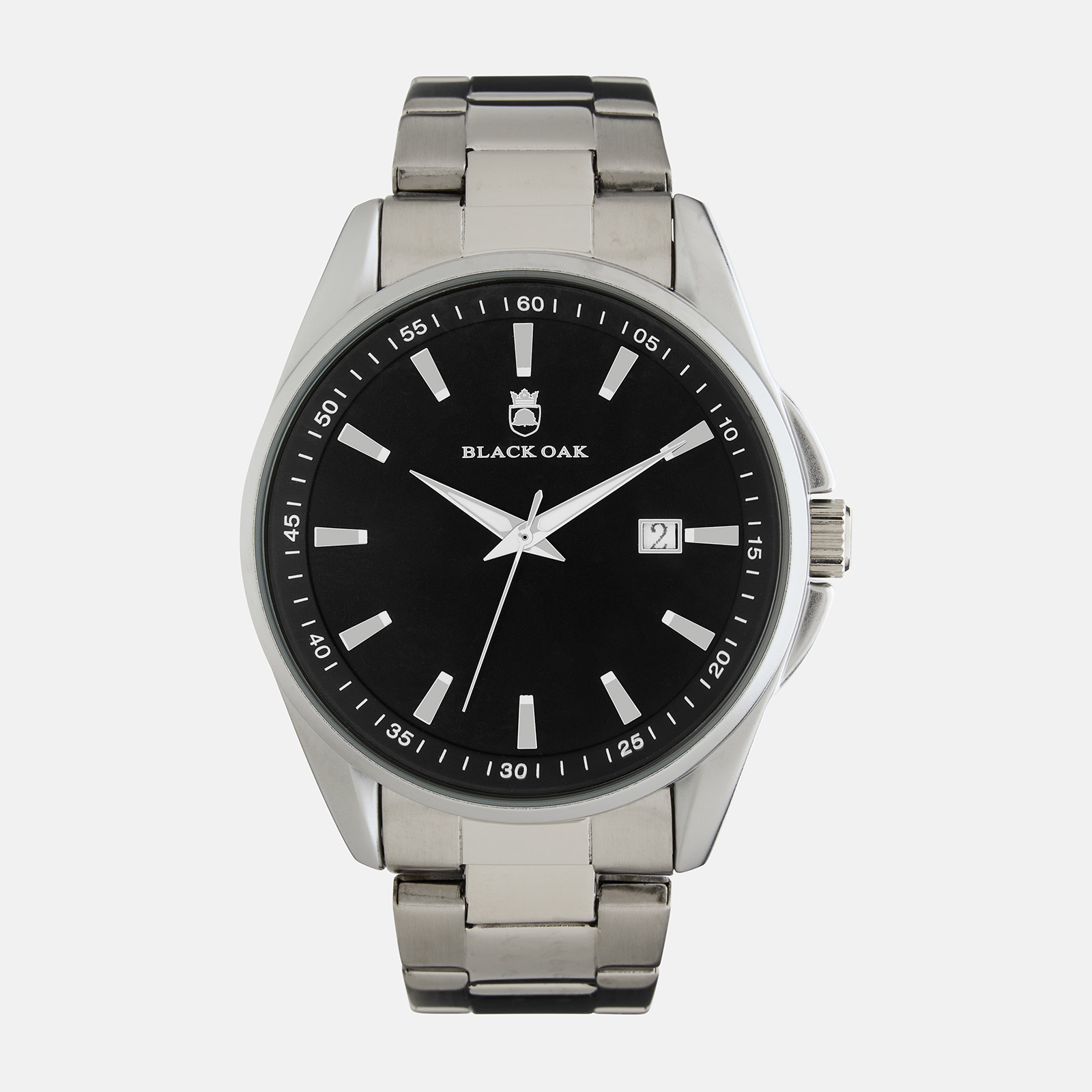 Black Oak Spike herrklocka - silver/svart, 43 mm