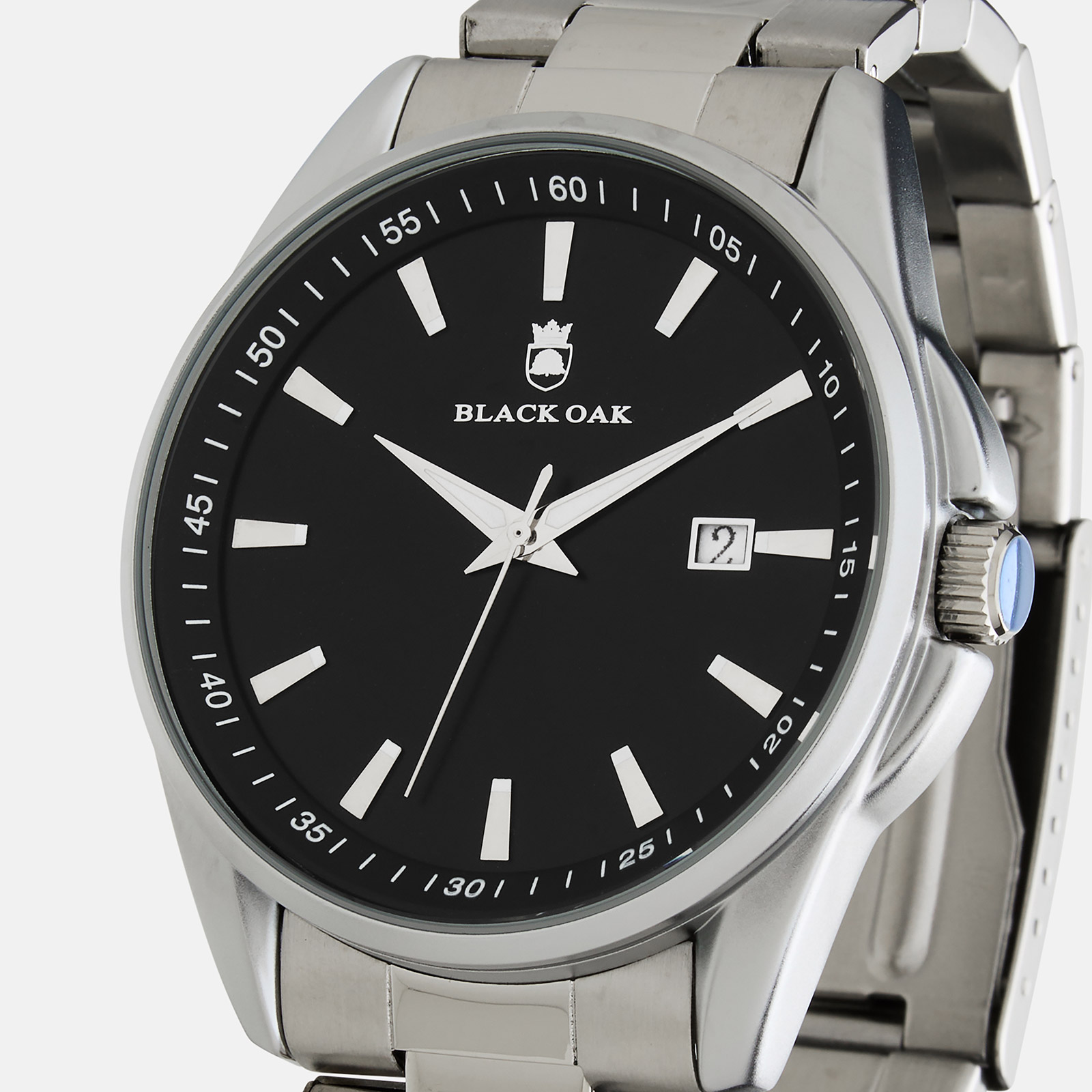 Black Oak Spike herrklocka - silver/svart, 43 mm